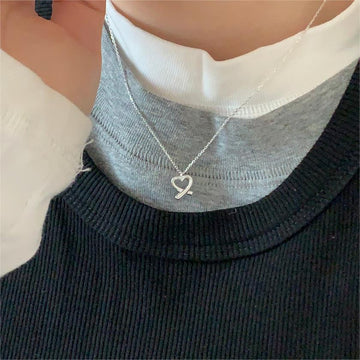 Silver Heart Outline Necklace