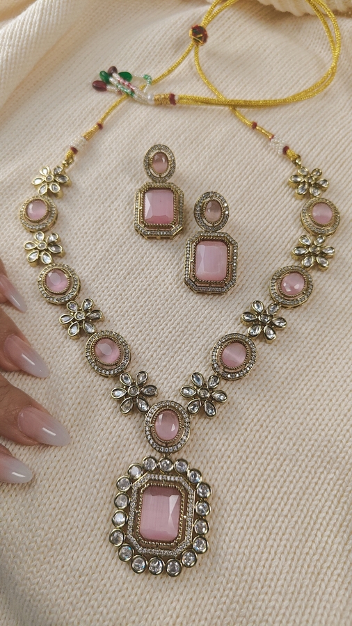 Blush Pink Stone Jewelry Set