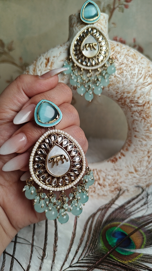 Teardrop Earrings with Leopard Motif