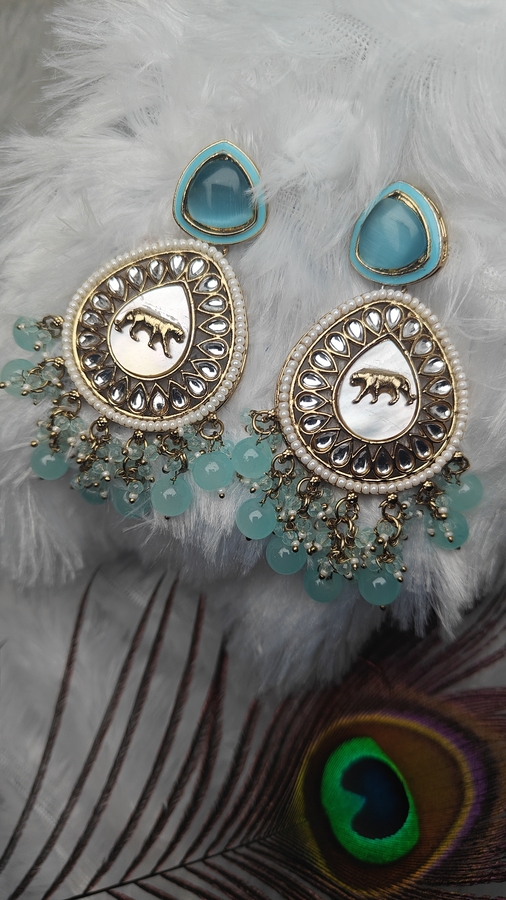Teardrop Earrings with Leopard Motif