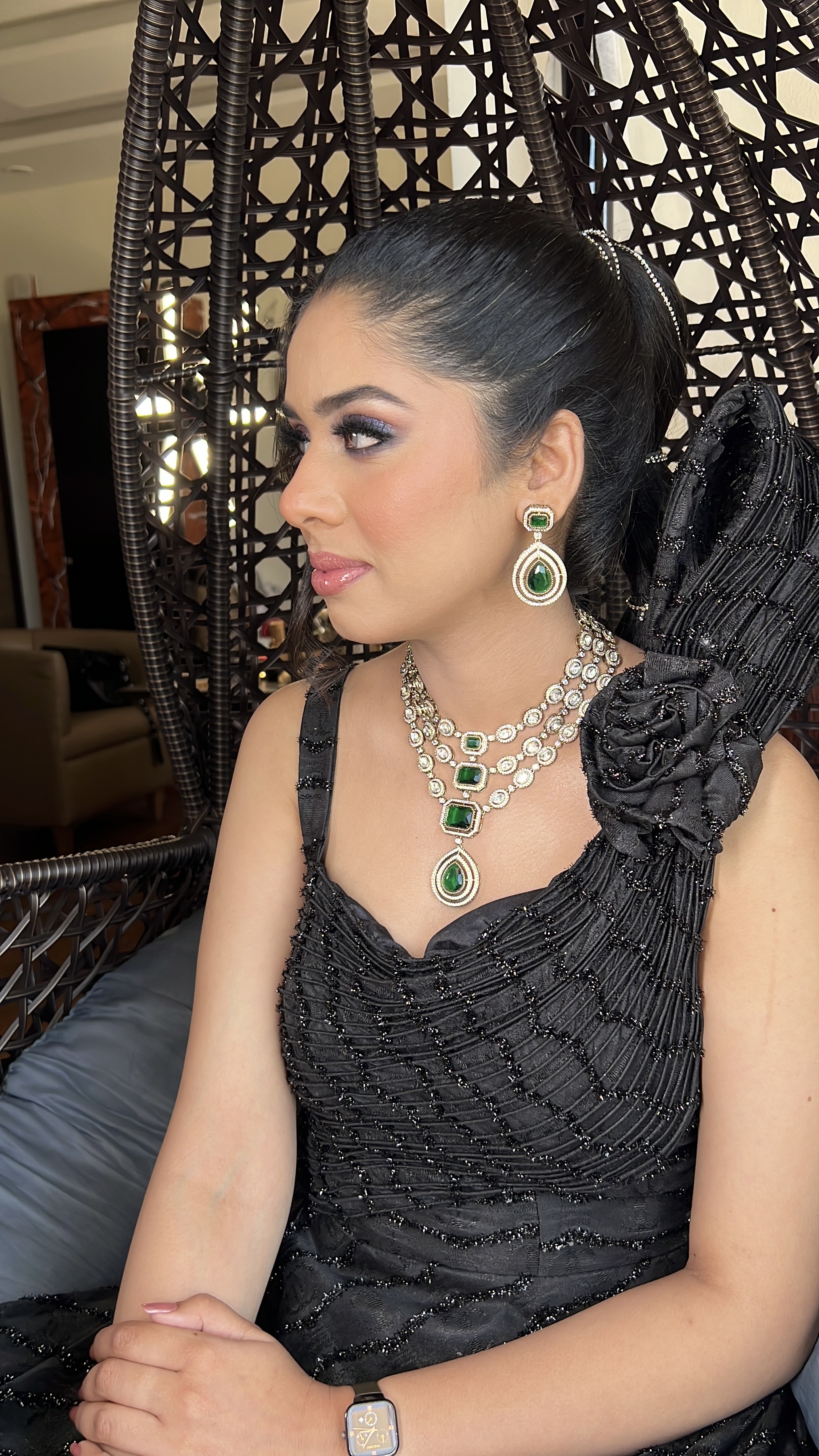 Majestic Emerald Layered Necklace Set