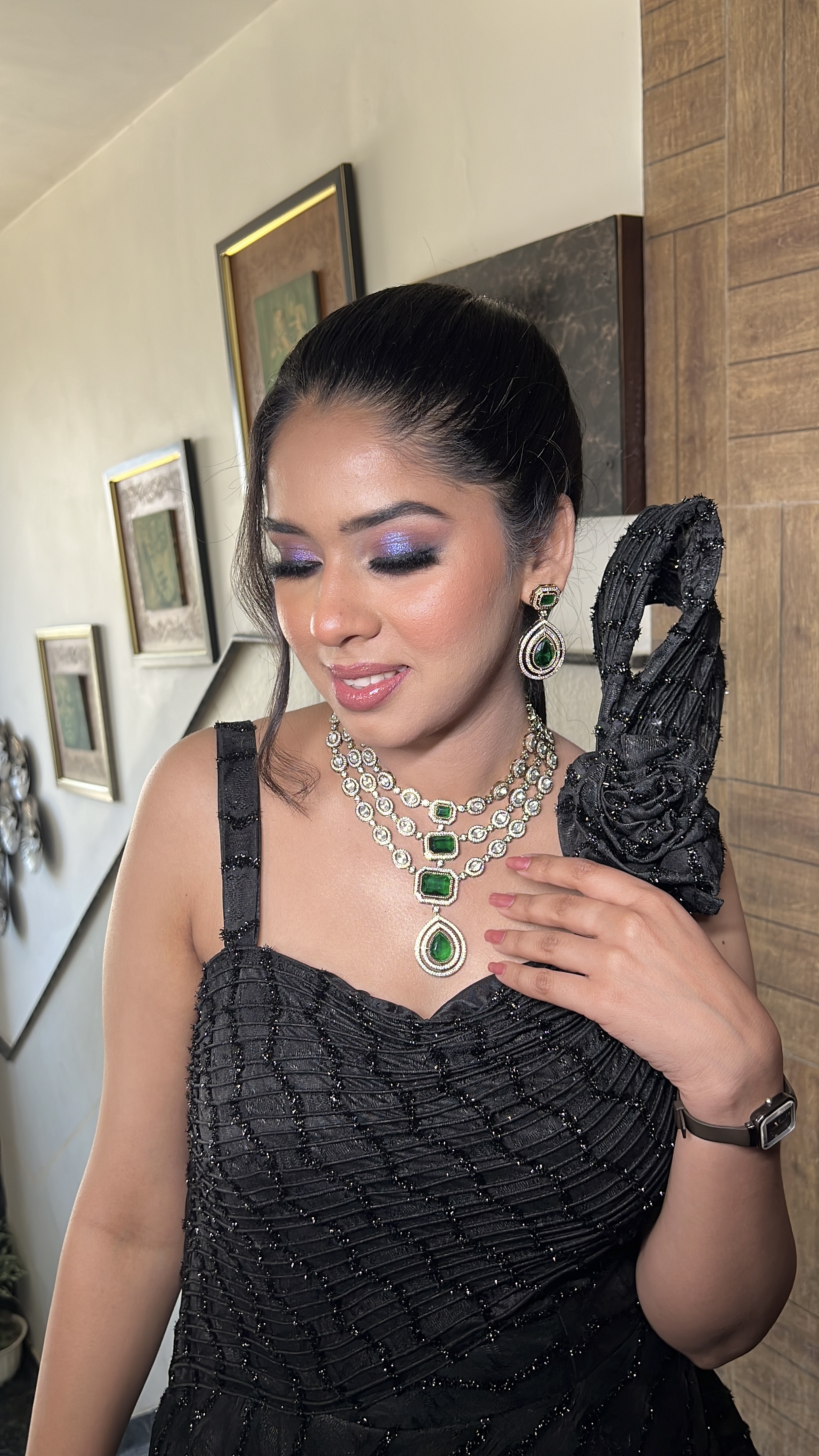 Majestic Emerald Layered Necklace Set