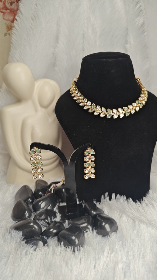 Gold Leaf Necklace and Earring Set