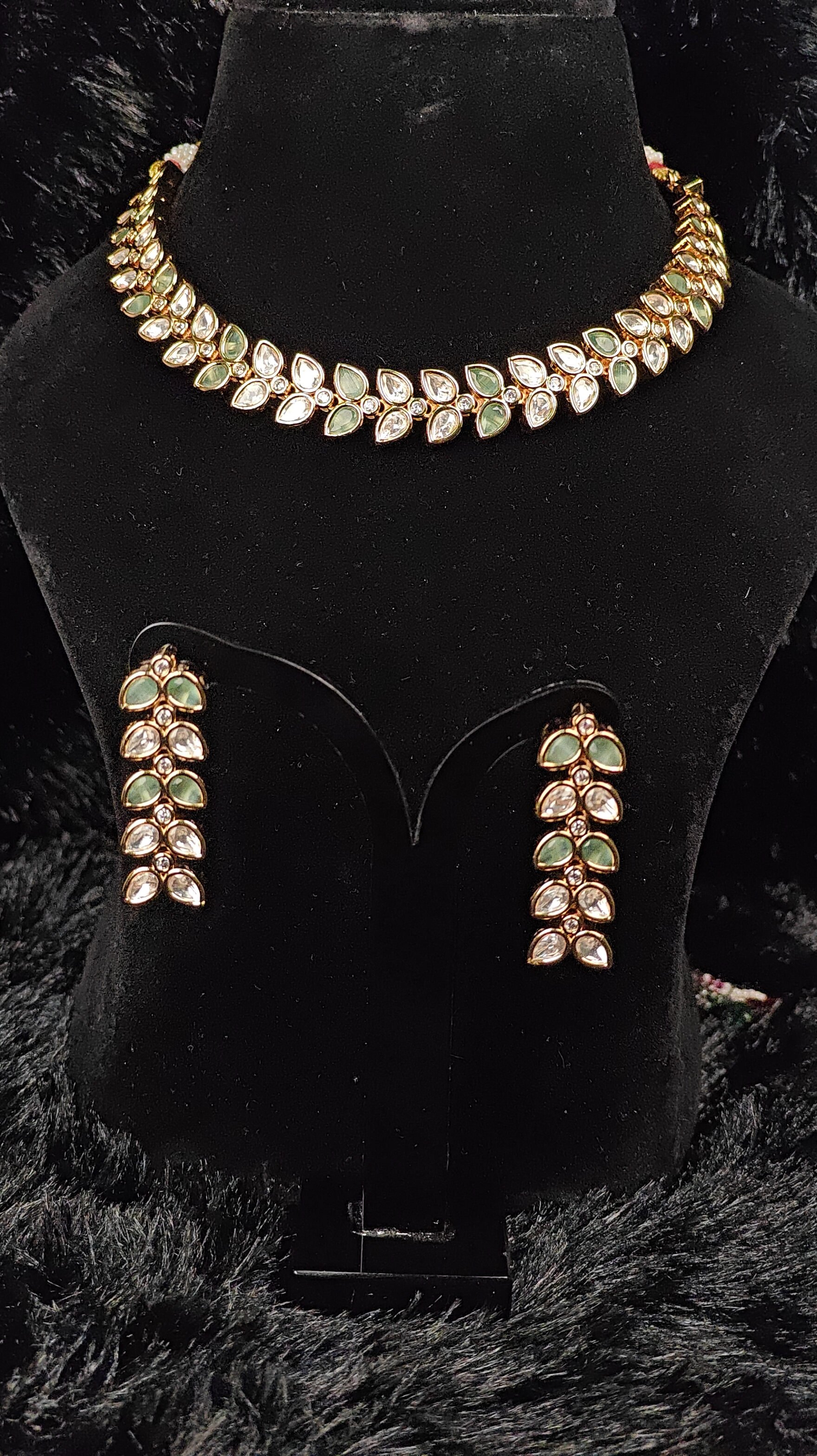 Gold Leaf Necklace and Earring Set