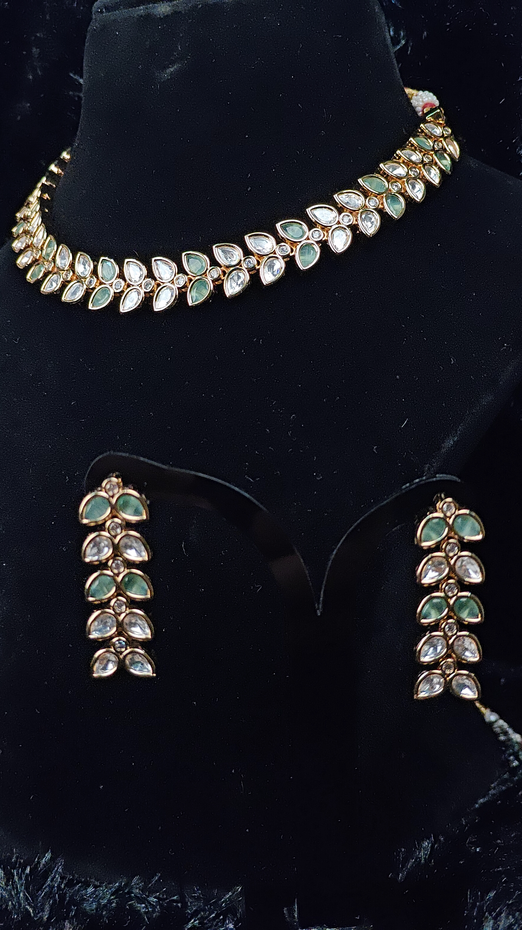 Gold Leaf Necklace and Earring Set