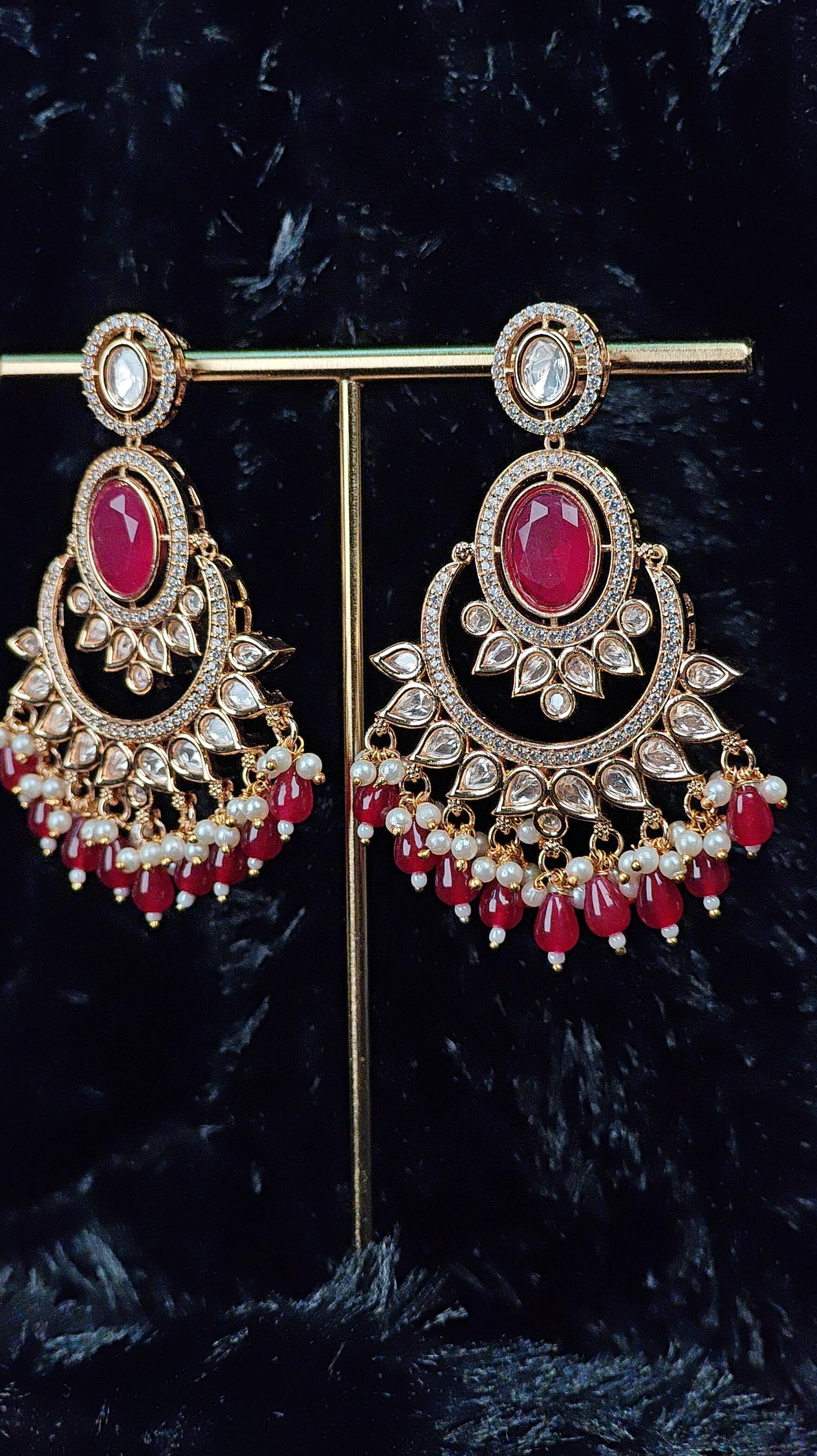 Ruby Red Chaandbali Earrings