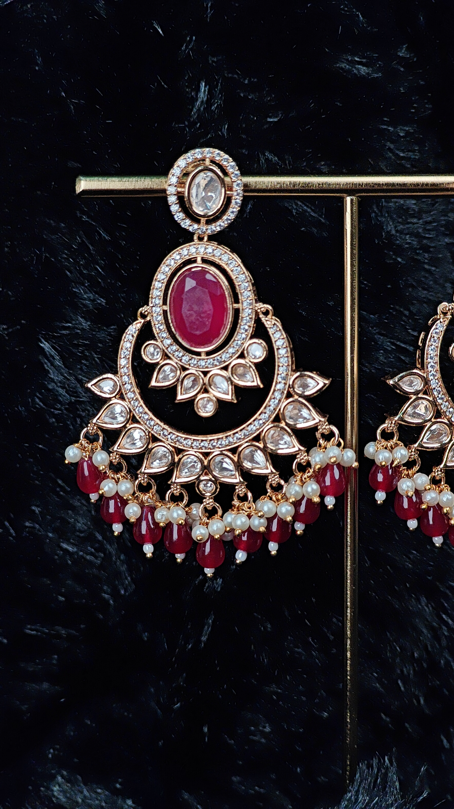 Ruby Red Chaandbali Earrings