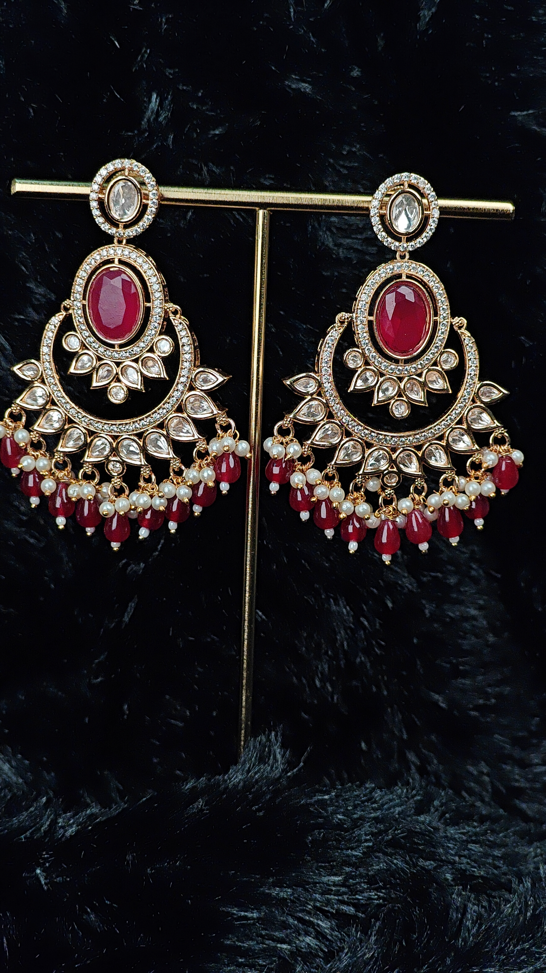 Ruby Red Chaandbali Earrings