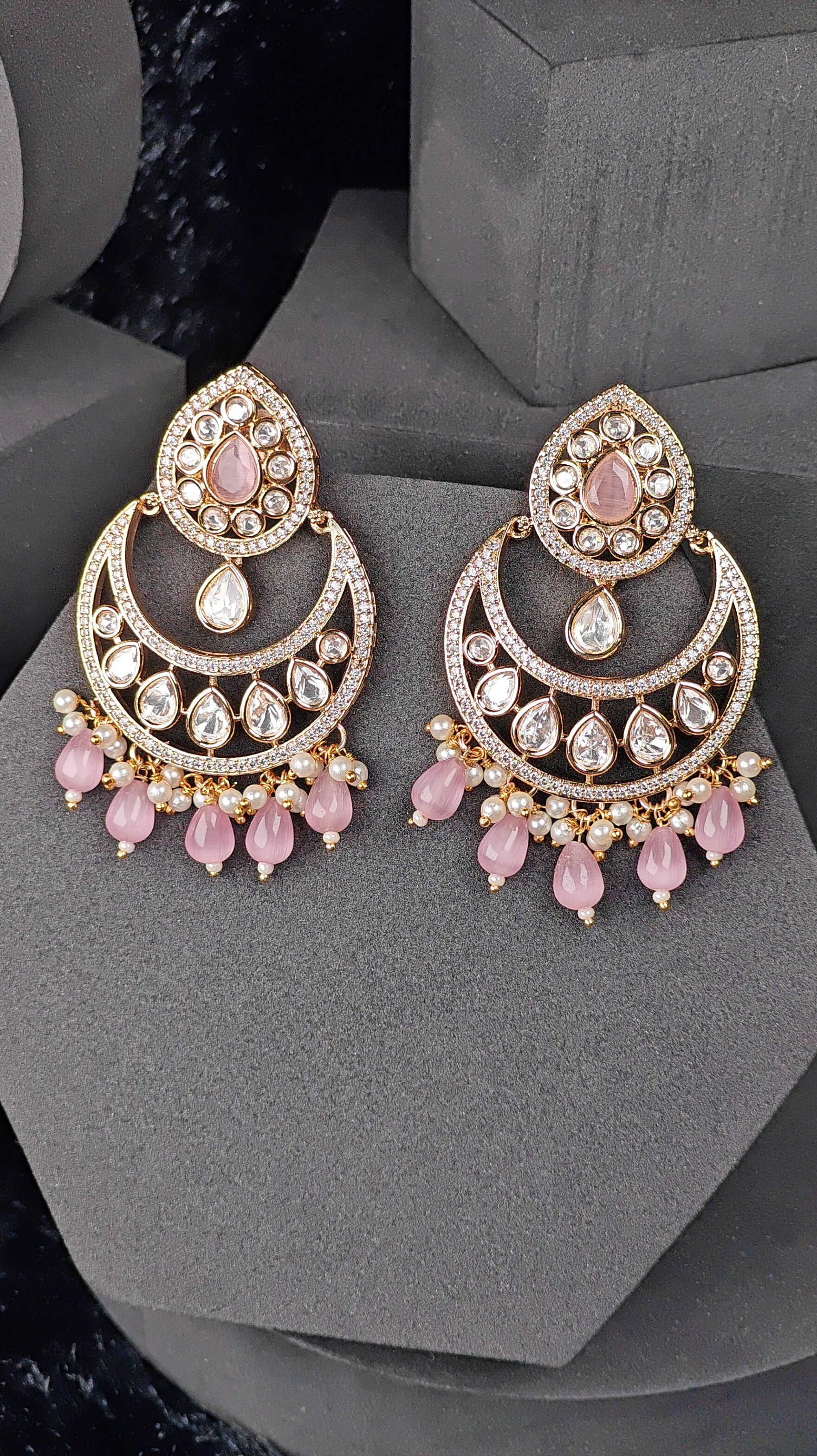Blush Pink Chaandbali earrings