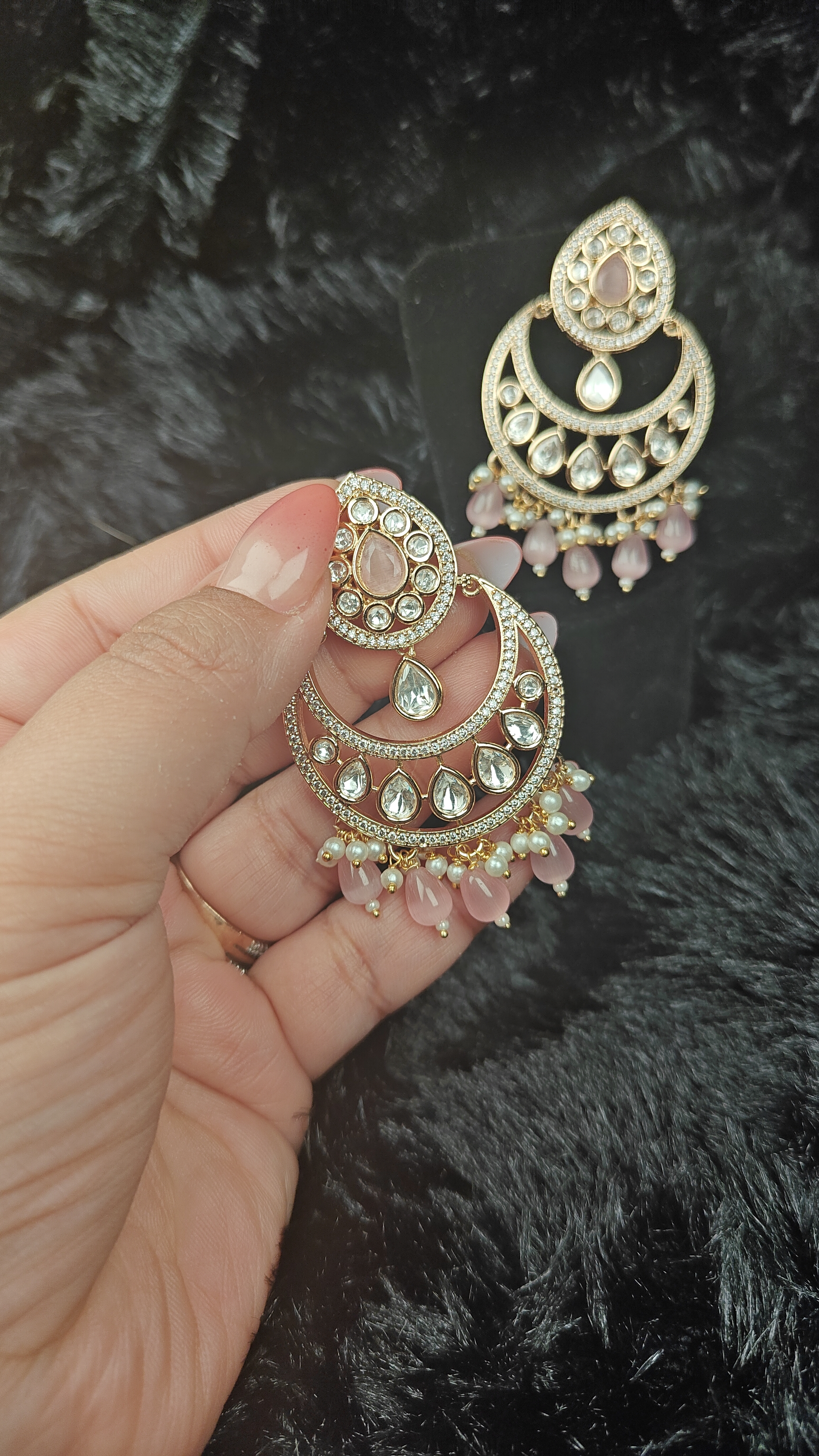 Blush Pink Chaandbali earrings