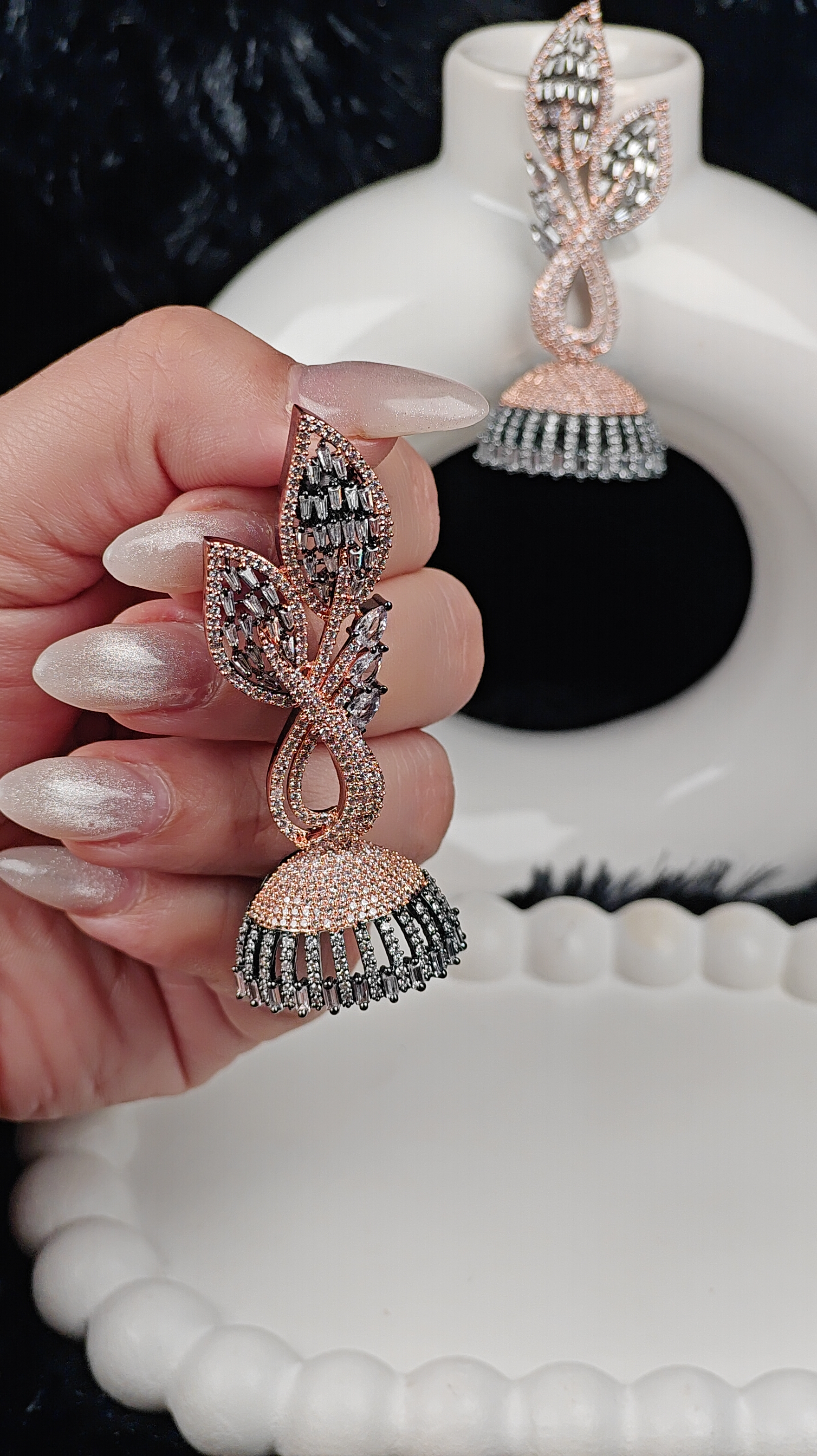 Rose Gold Glam Tassel Drop Earrings