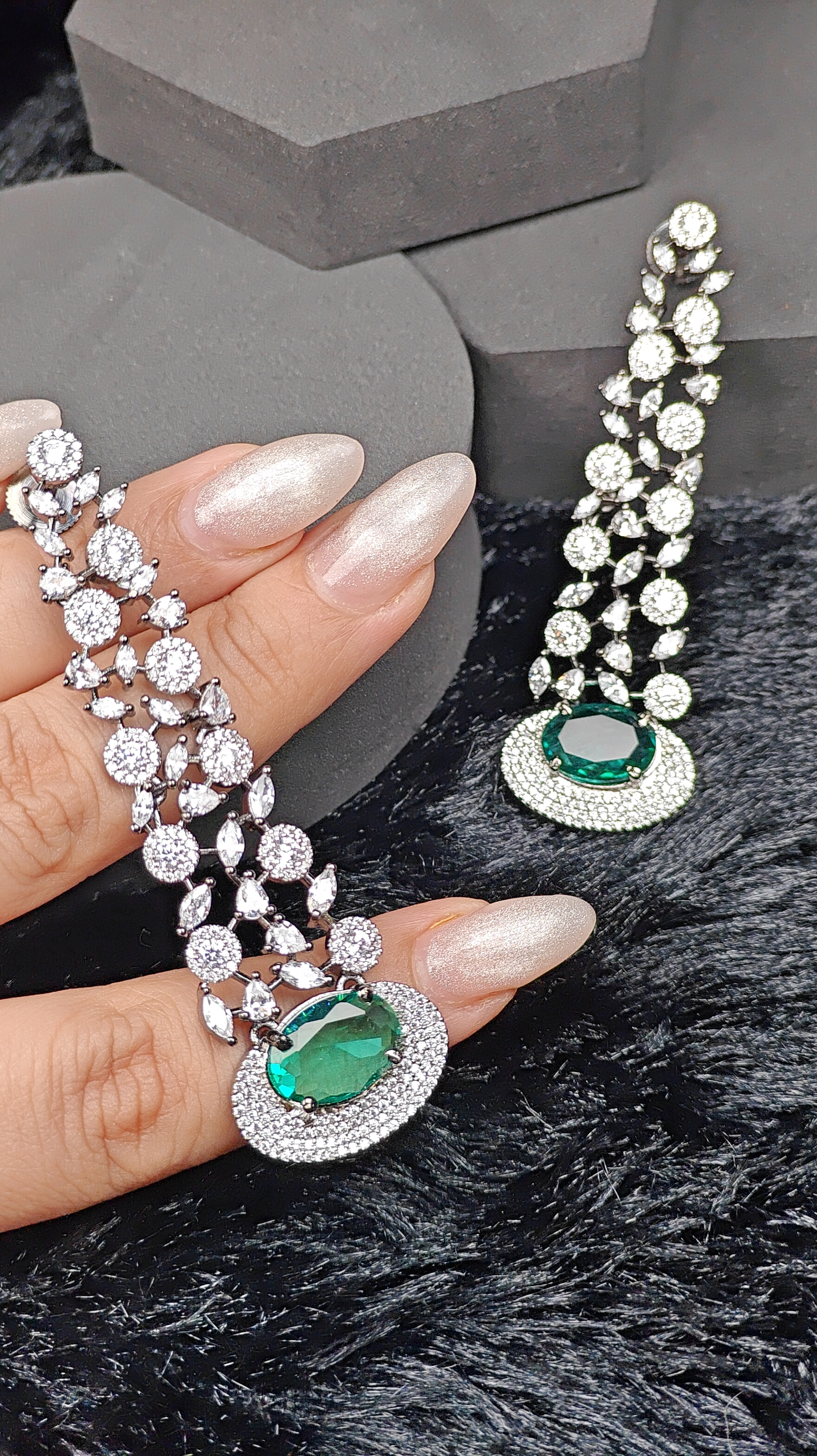 Elegant CZ Emerald Drop Earrings