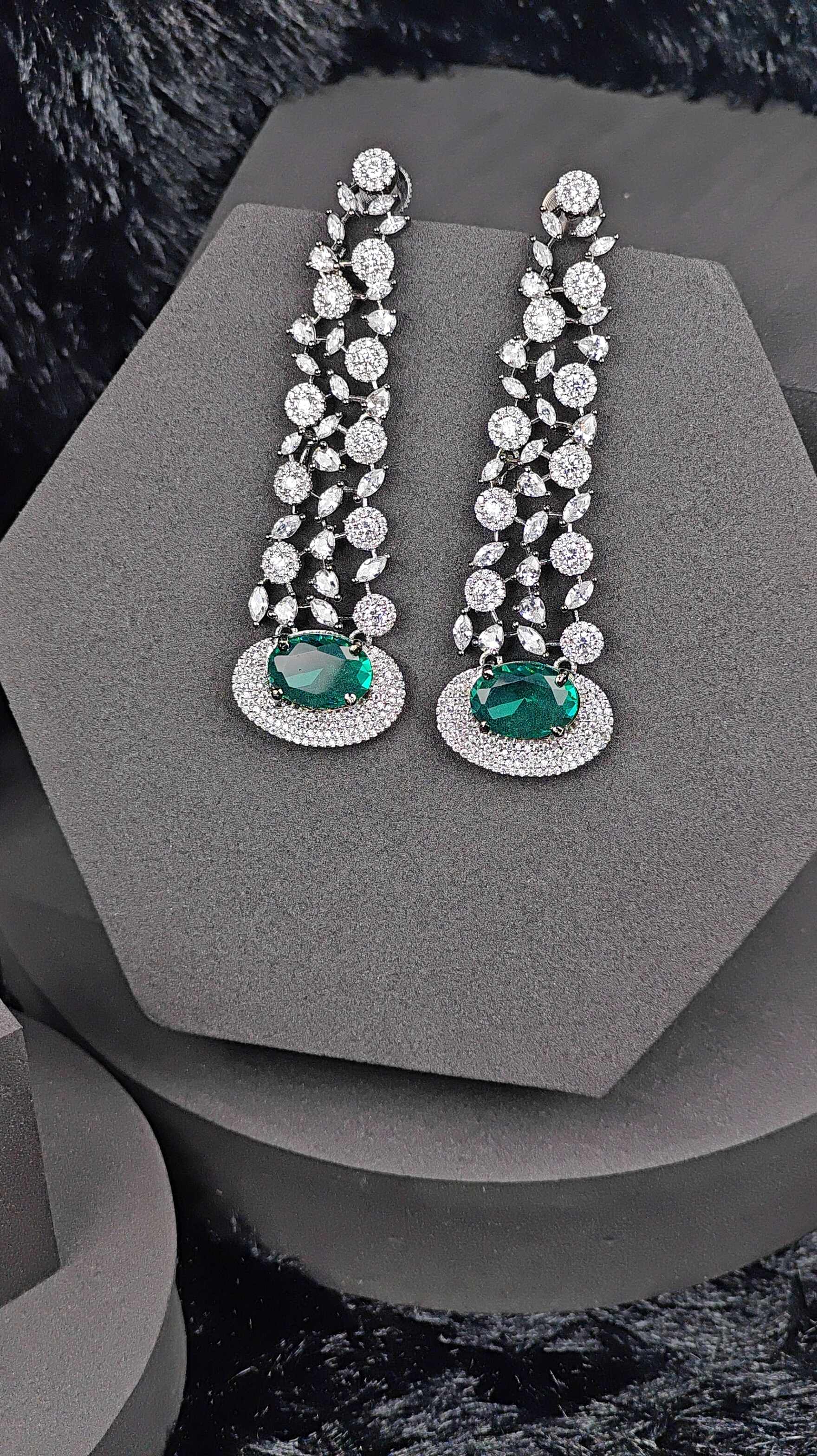 Elegant CZ Emerald Drop Earrings