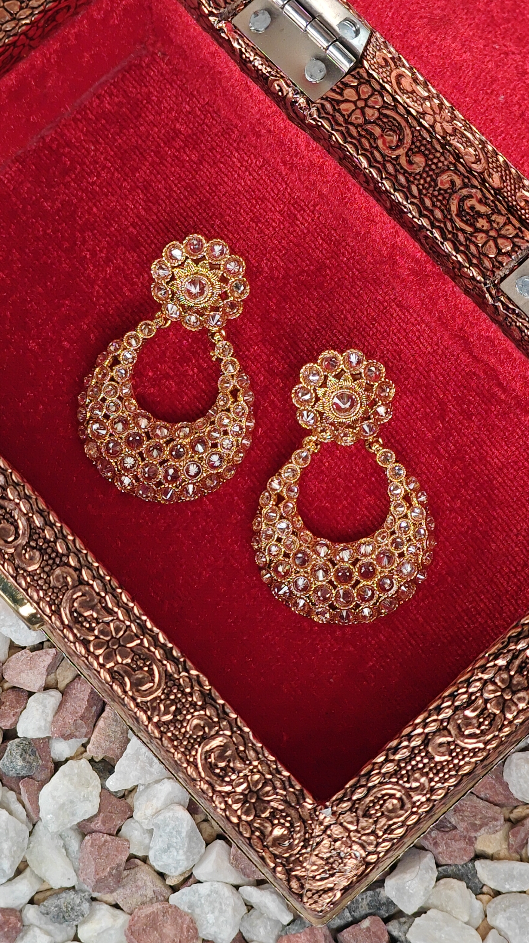 Antique Kundan Studded Hoop Earrings