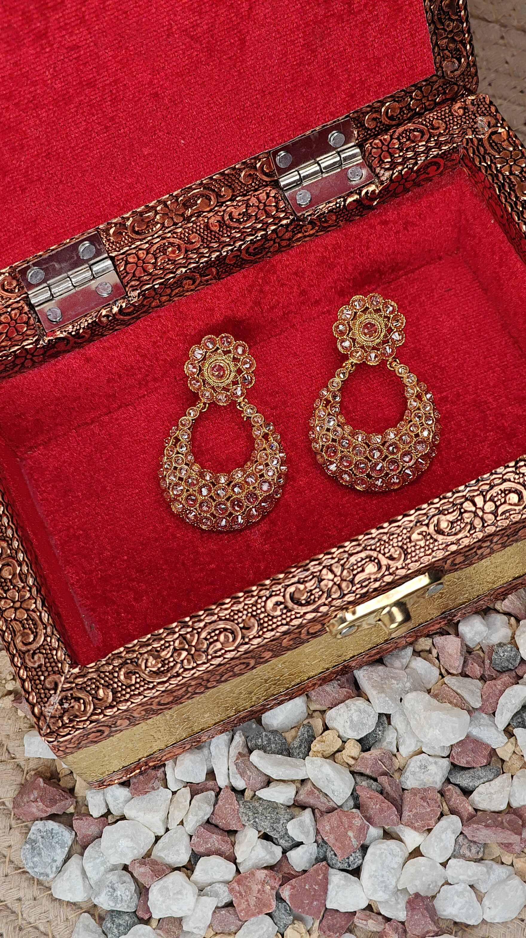 Antique Kundan Studded Hoop Earrings