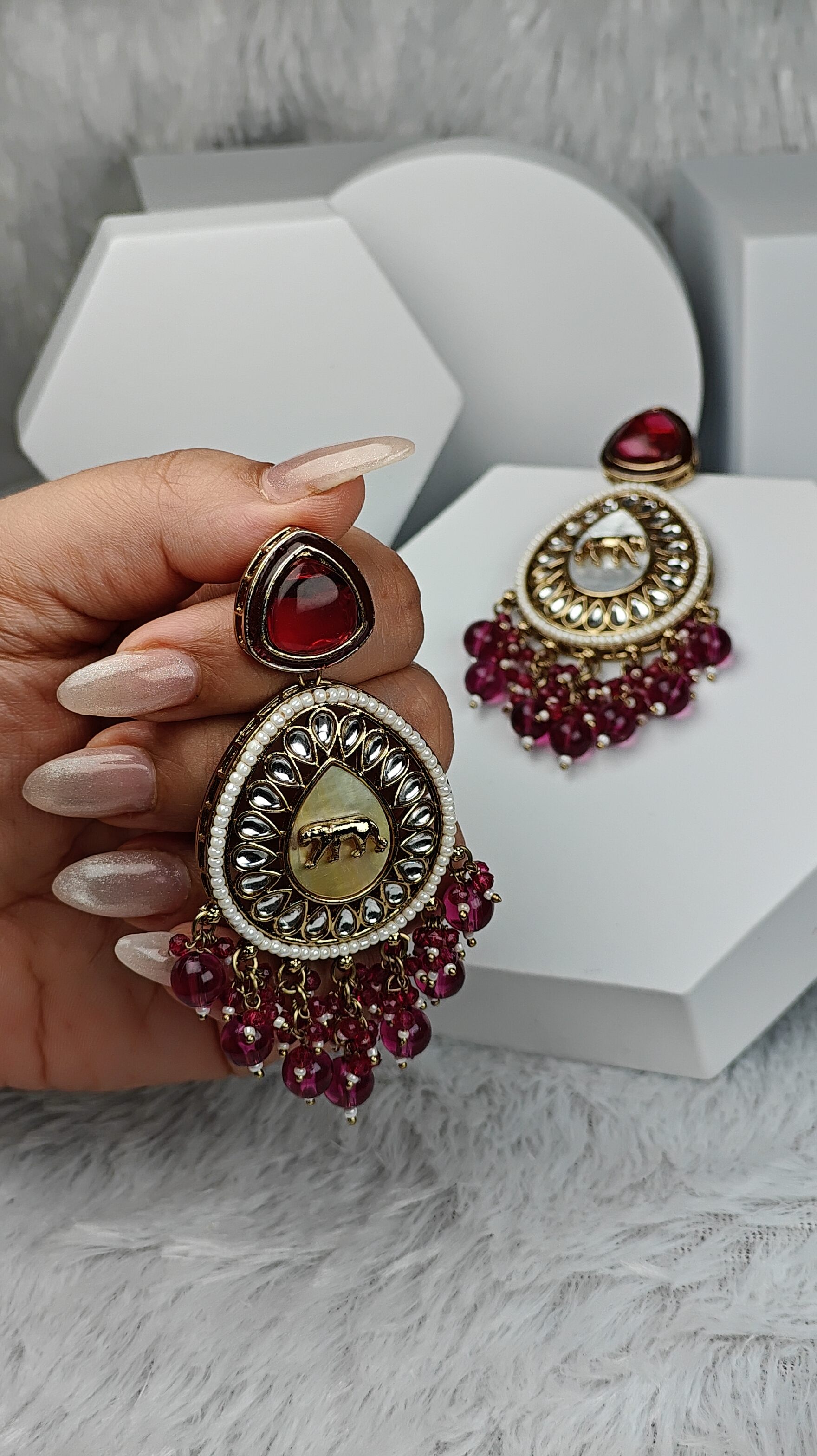 Regal Leopard Motif Kundan Earrings