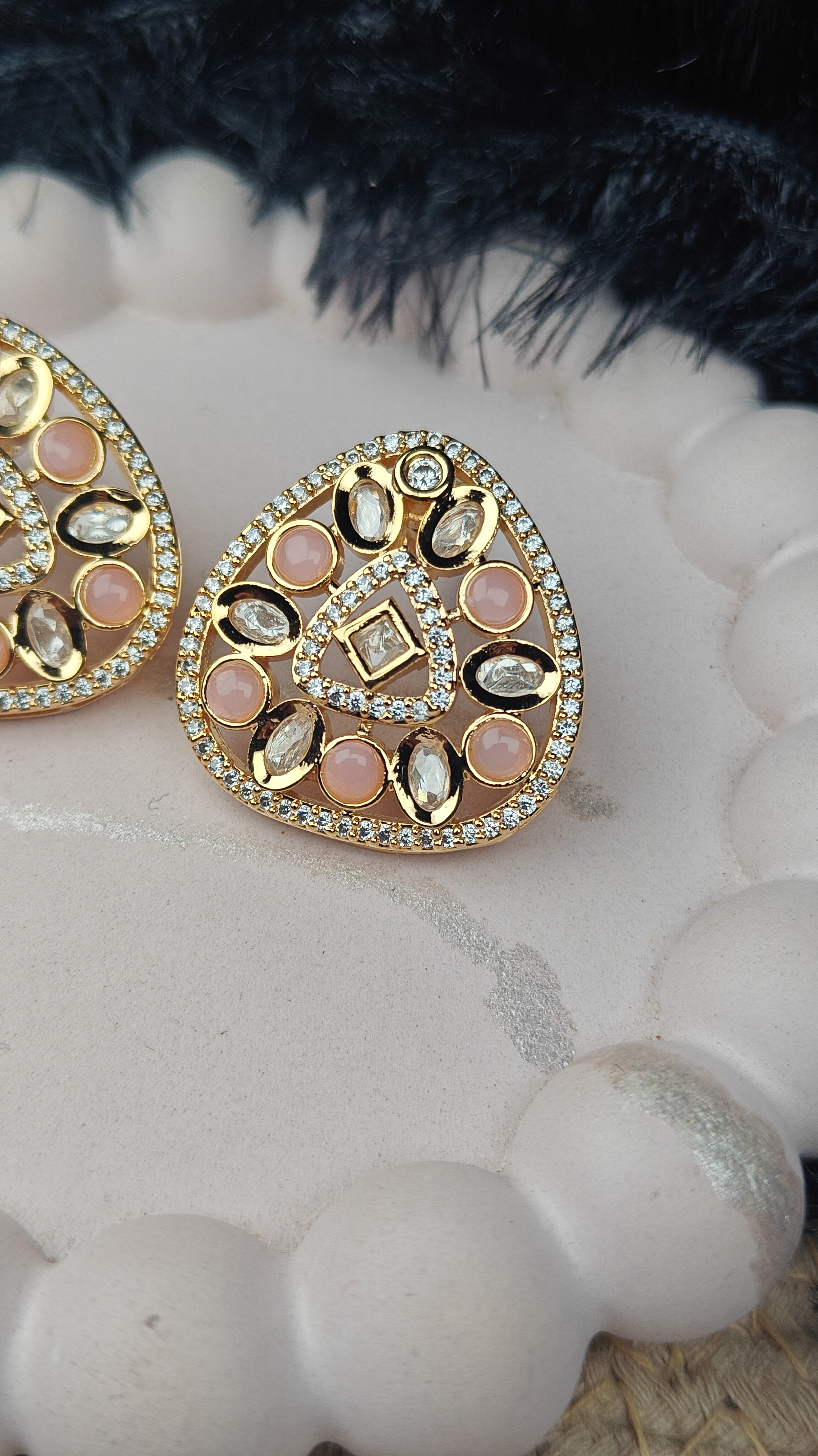 Luxury Kundan Stud Earrings with Meenakari Accents