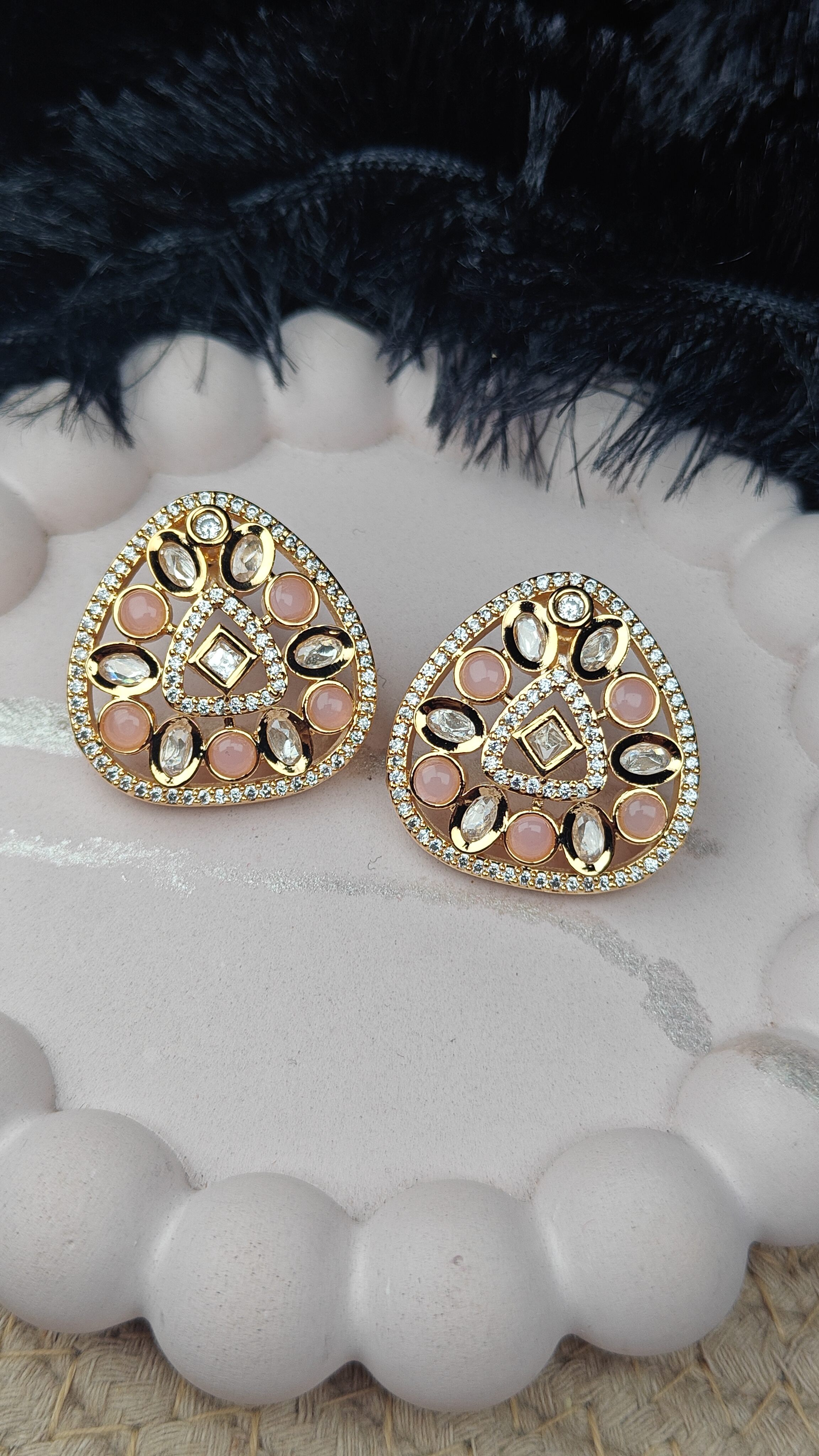 Luxury Kundan Stud Earrings with Meenakari Accents