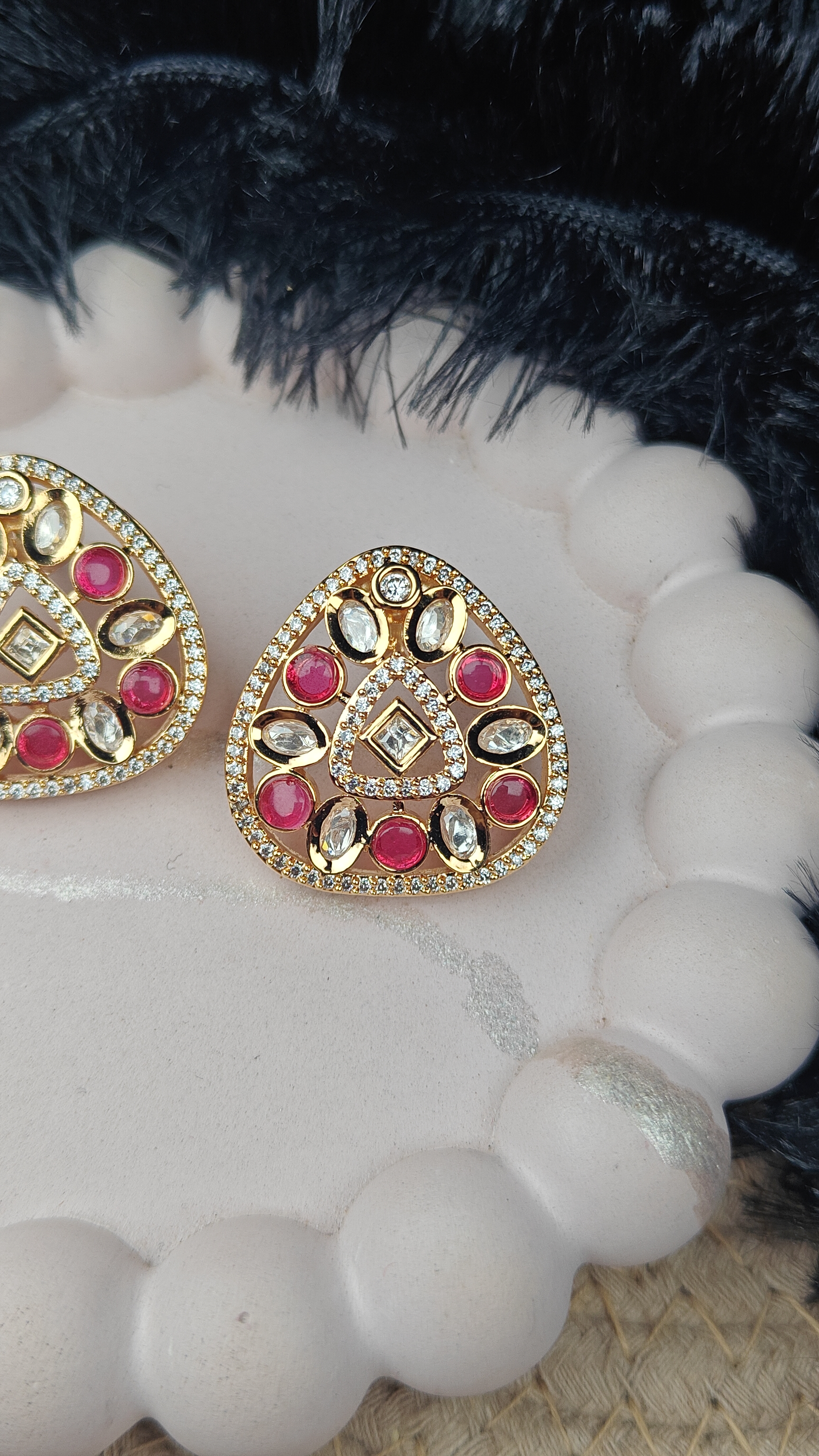 Luxury Kundan Stud Earrings with Meenakari Accents