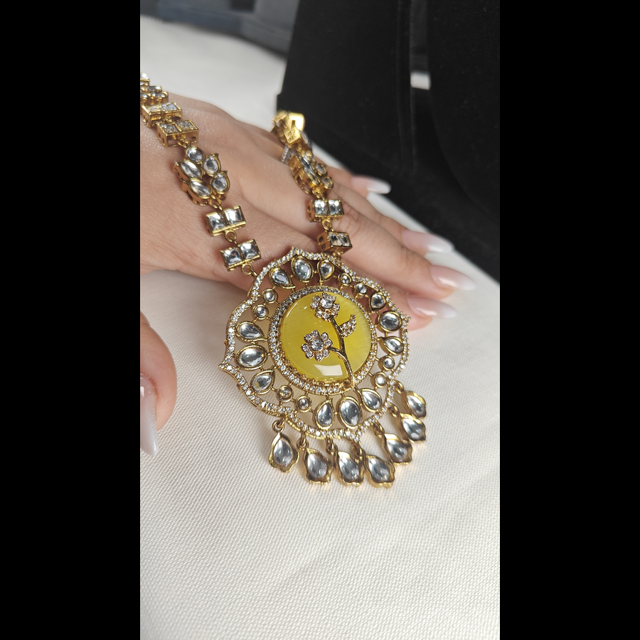 Handcrafted Meenakari Kundan necklace set 