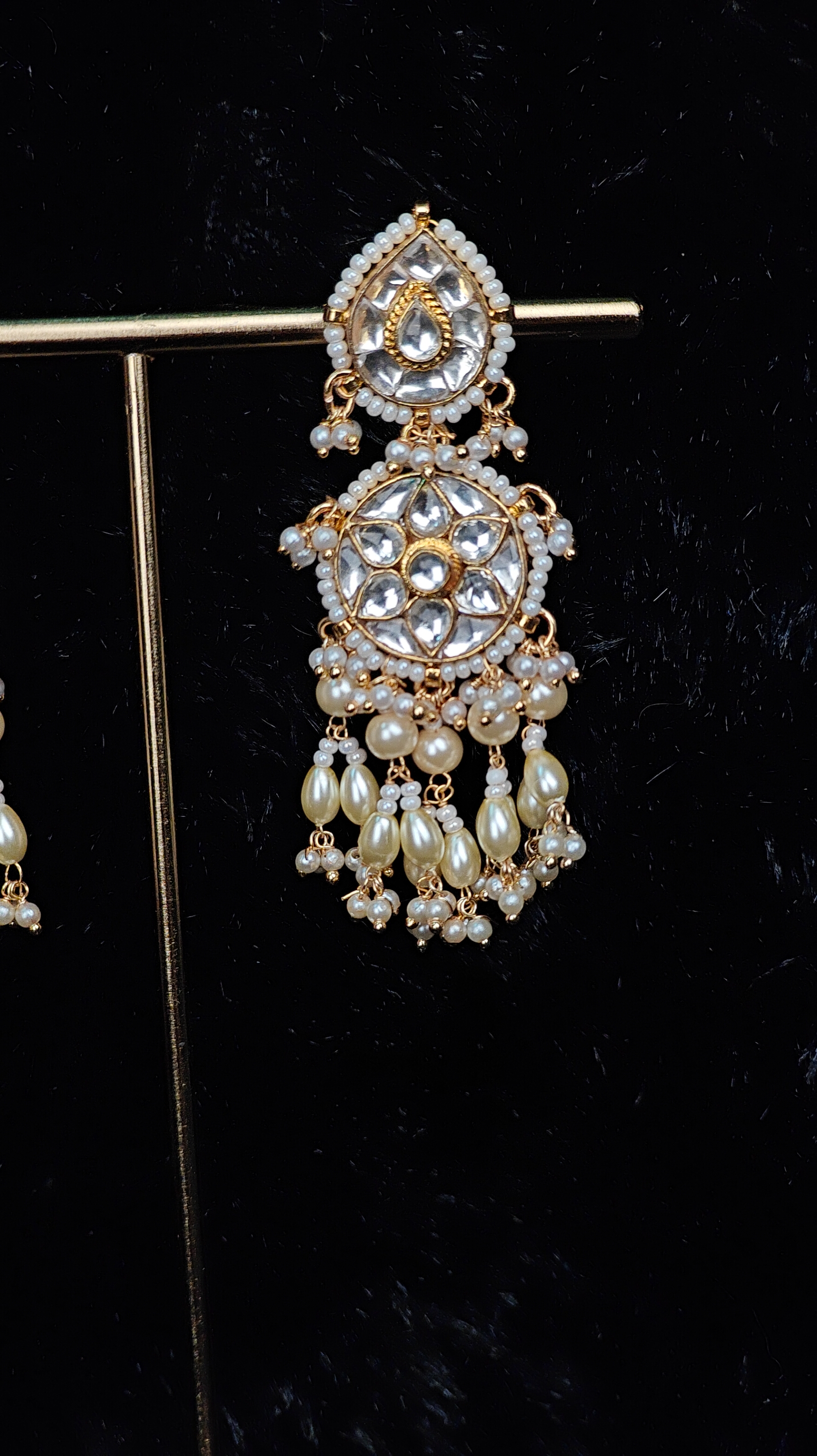 Pearl Drop Kundan Dangler Earrings