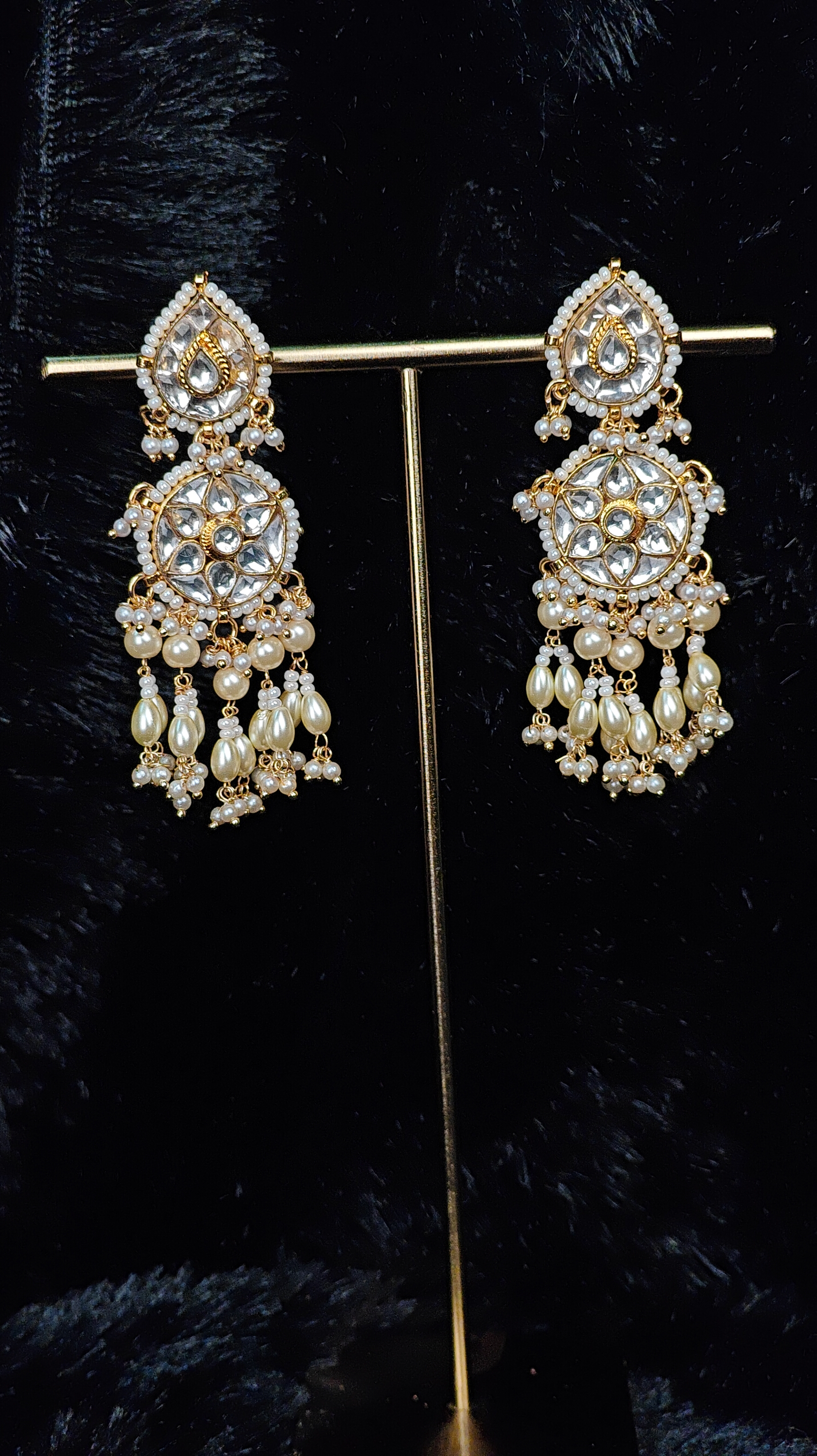 Pearl Drop Kundan Dangler Earrings