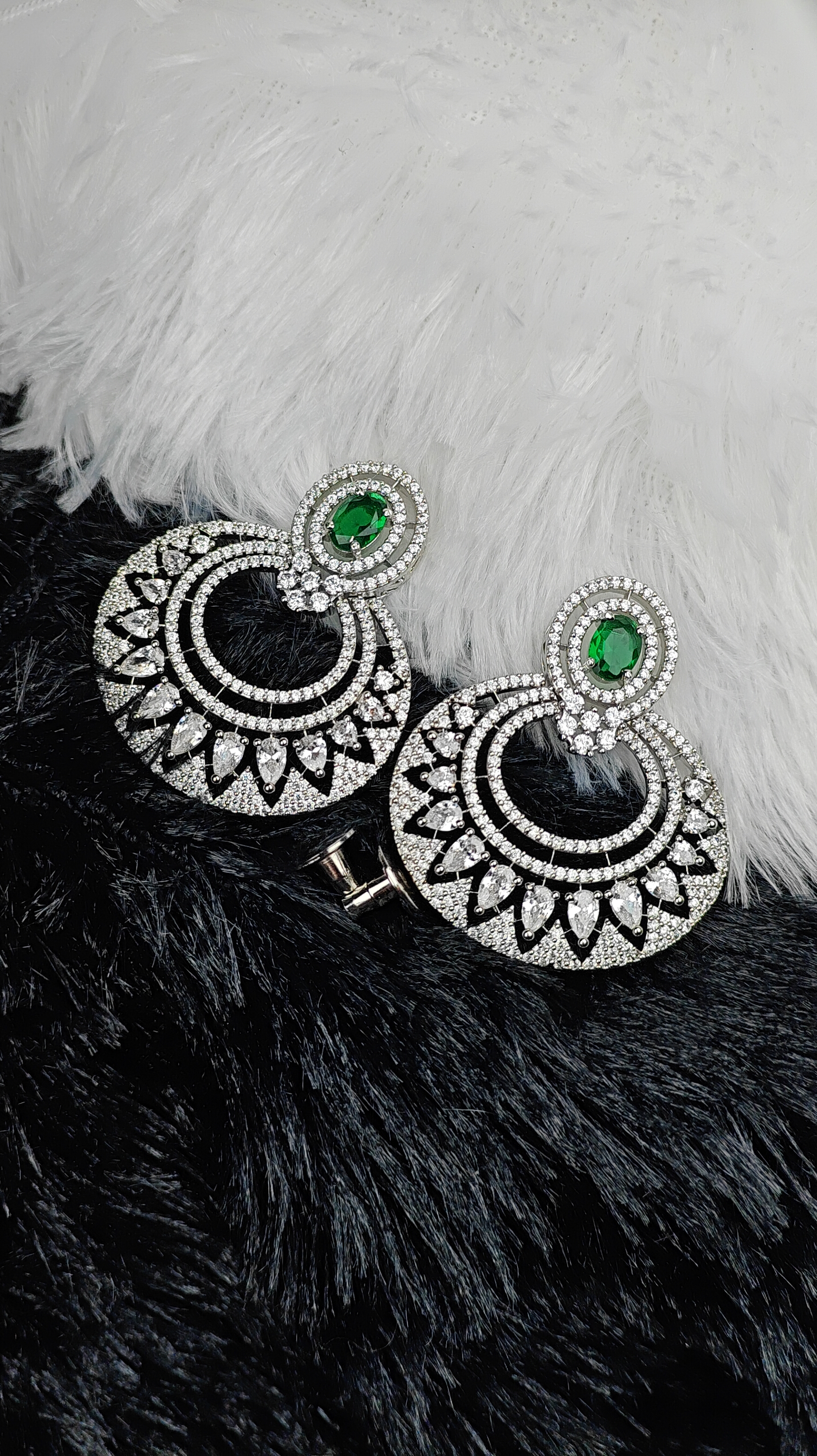 Emerald Green Studded Luxury CZ Earrings