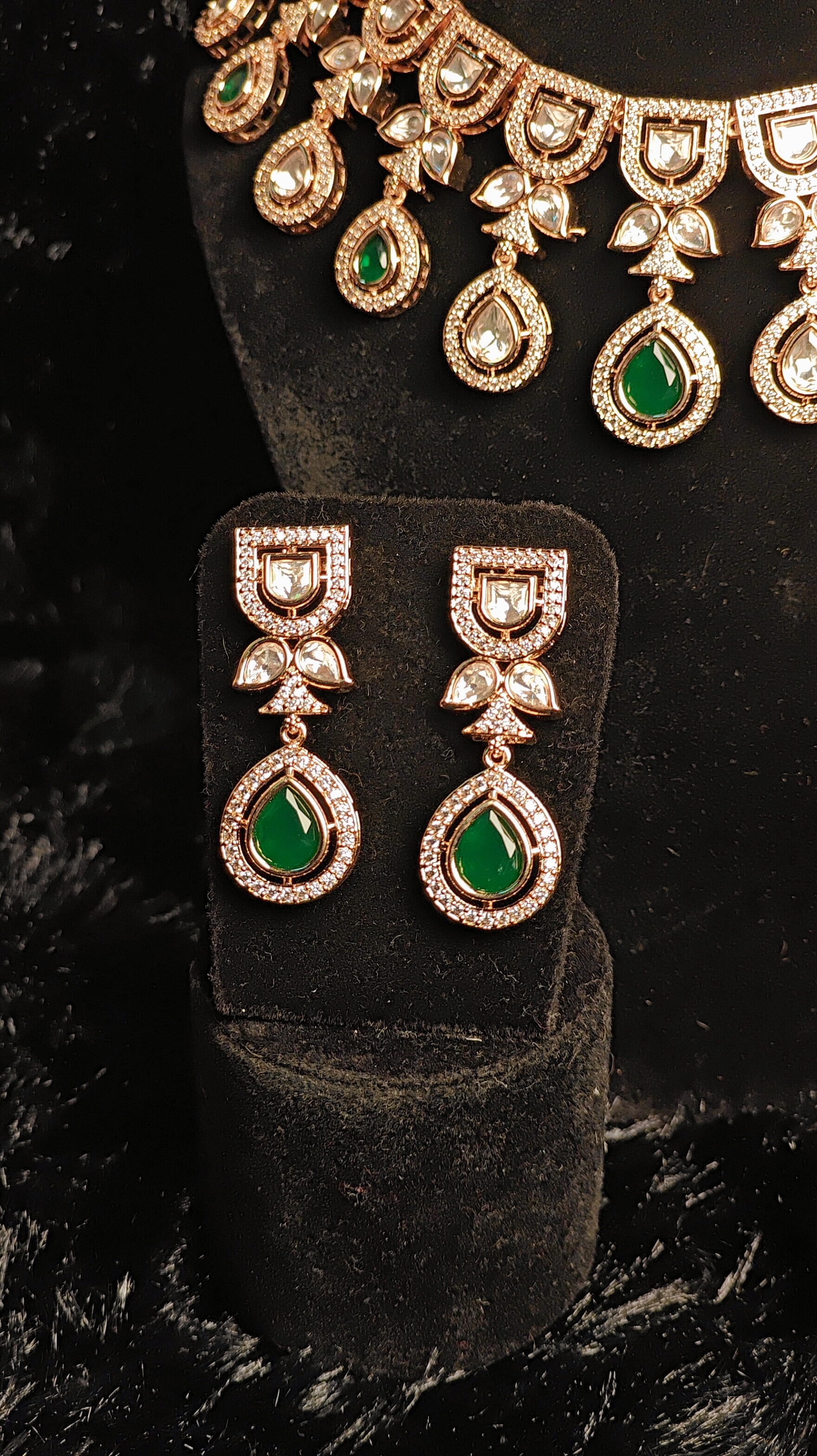 Royal Emerald Green AD Necklace Set