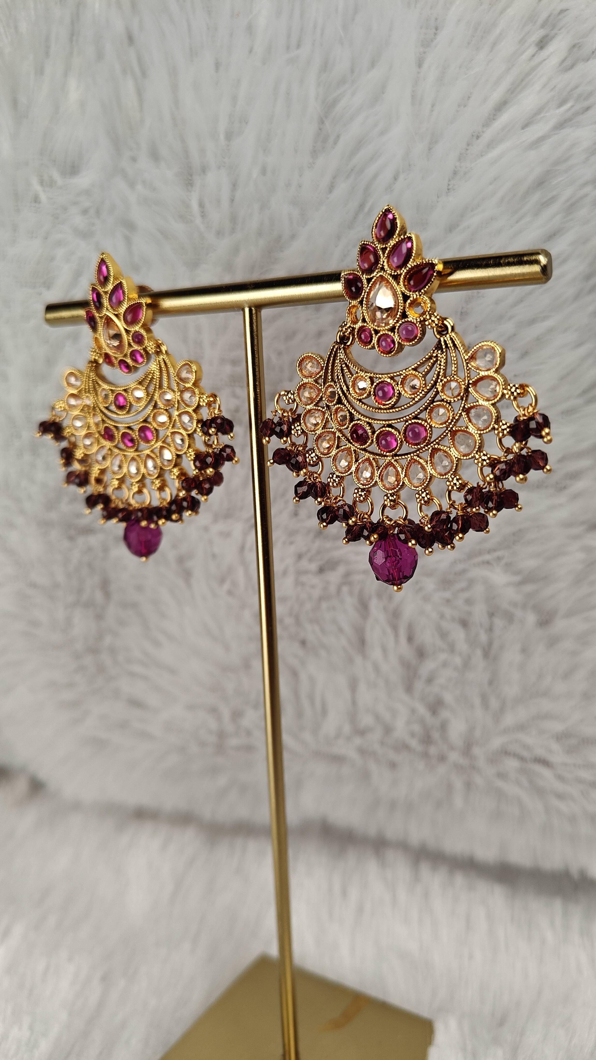 Royal Kundan and Ruby Chandbali Earrings