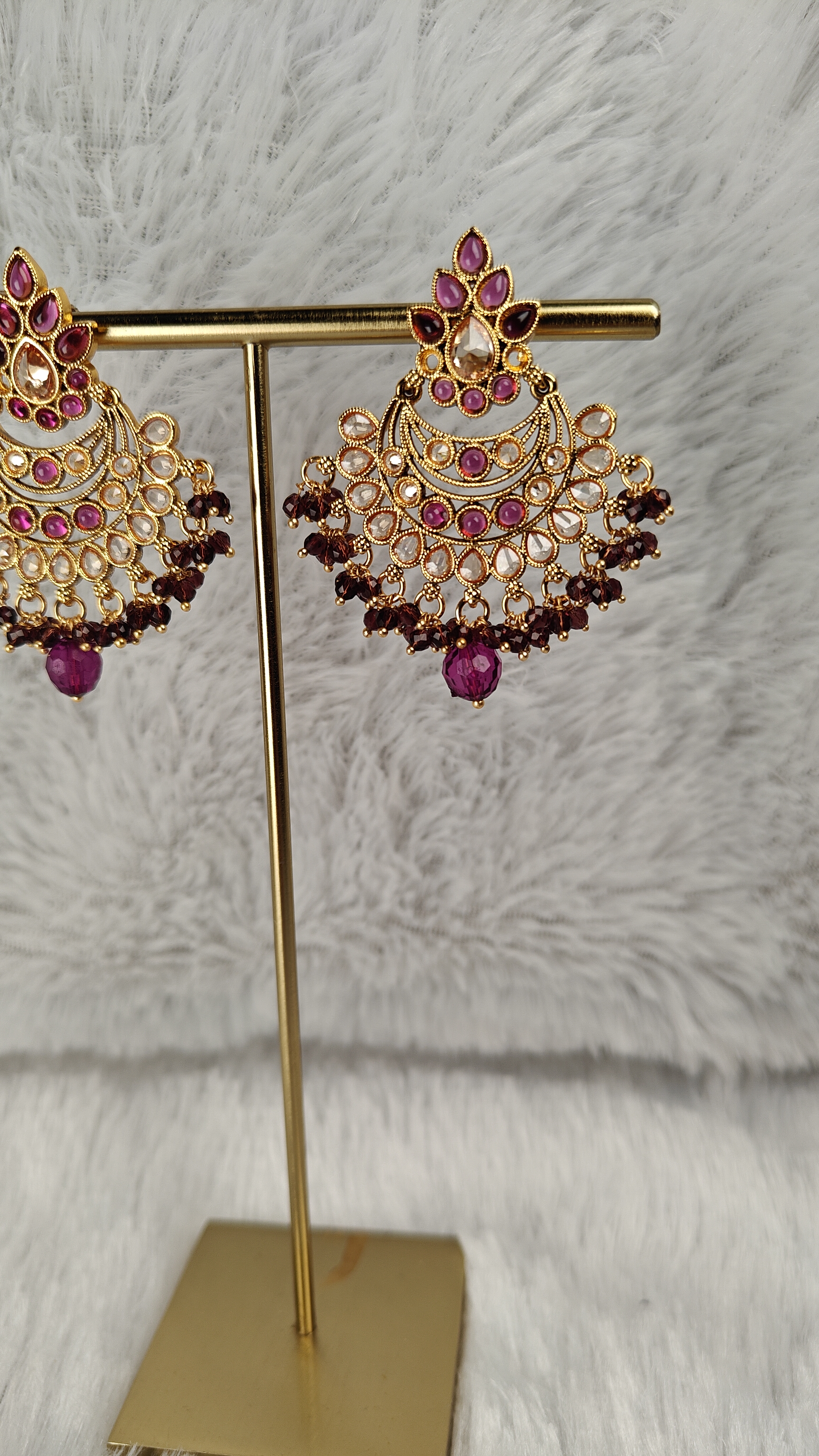 Royal Kundan and Ruby Chandbali Earrings