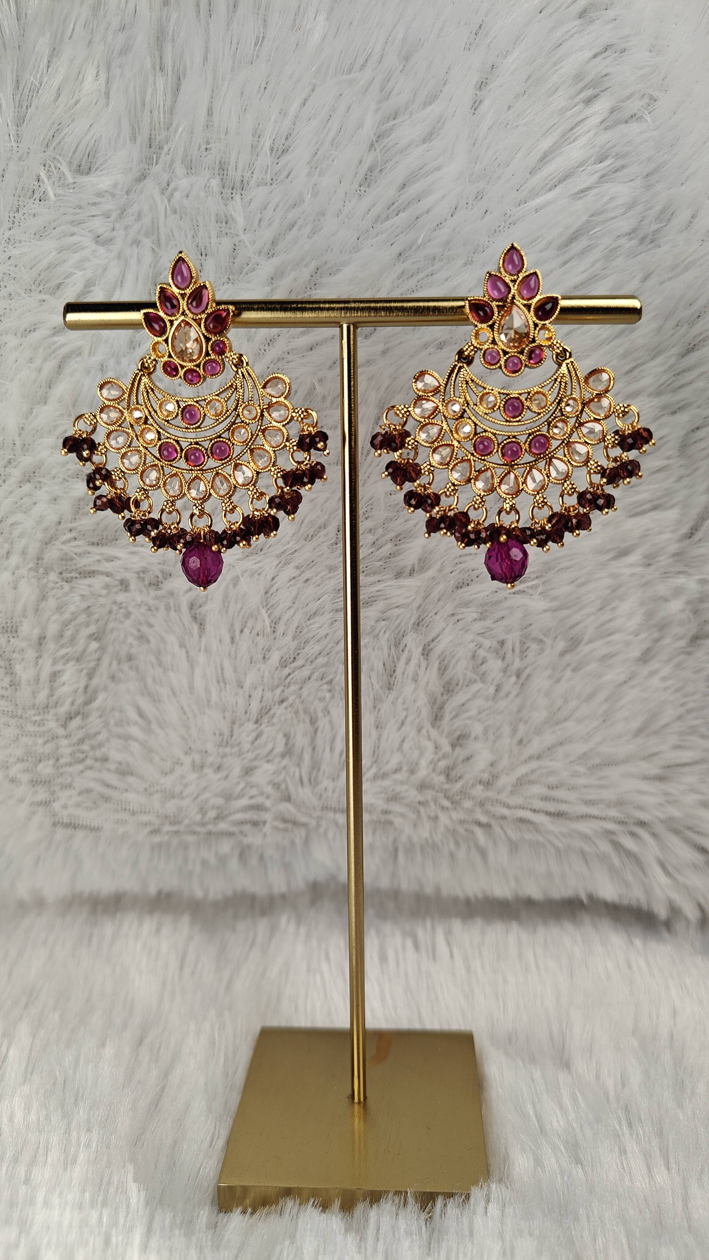 Royal Kundan and Ruby Chandbali Earrings