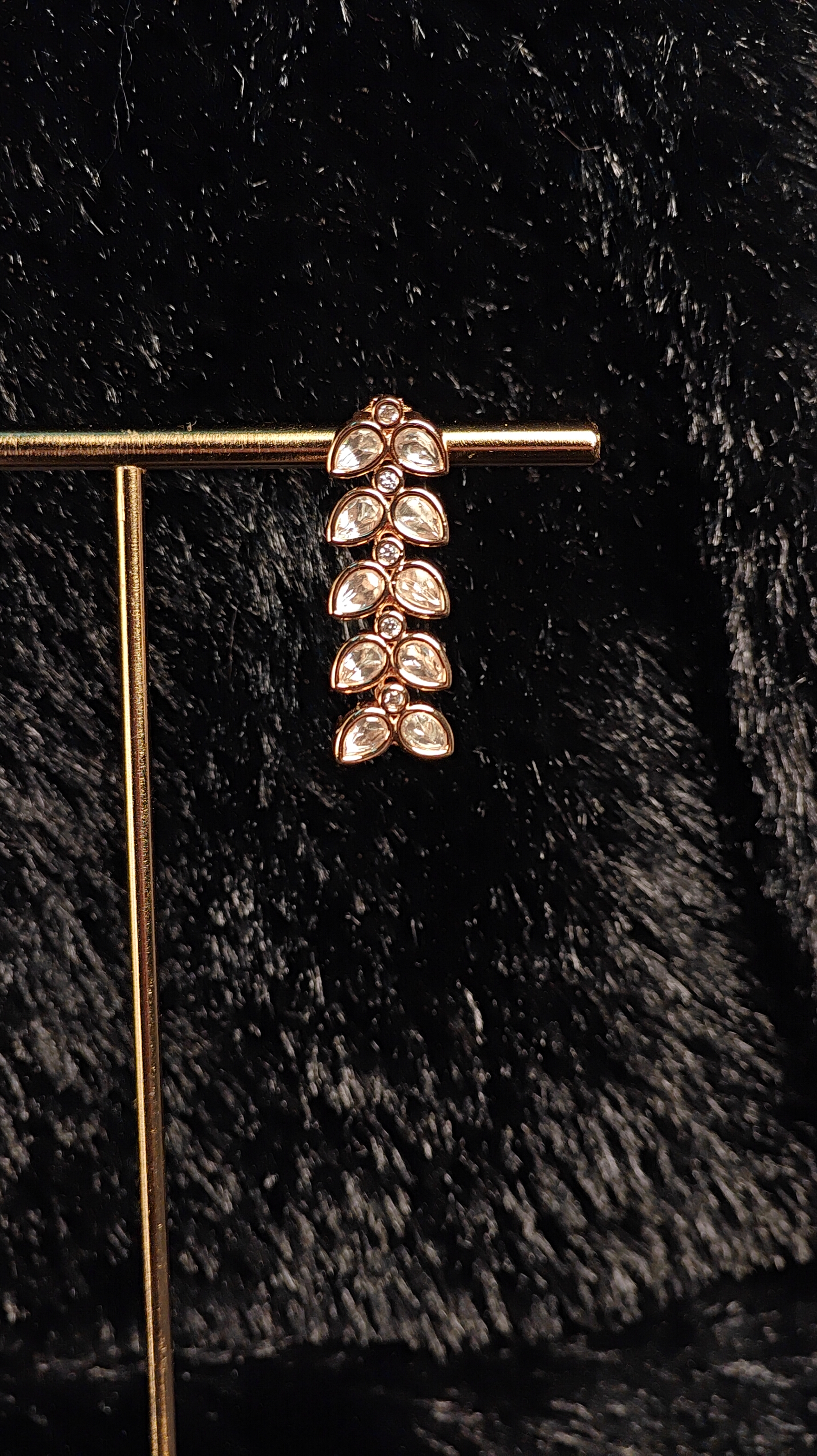 Rose Gold Leaf Kundan Stud Earrings