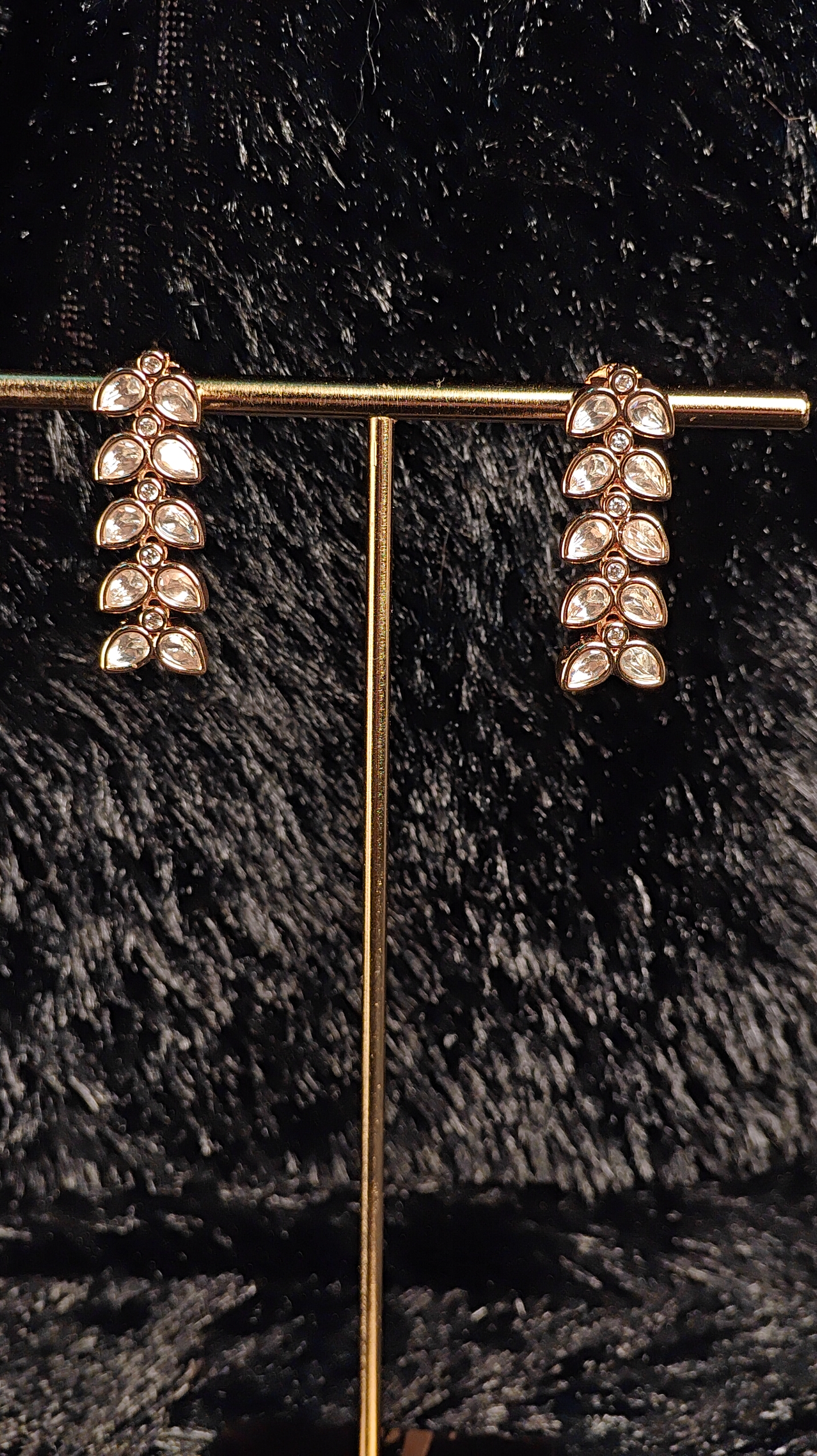 Rose Gold Leaf Kundan Stud Earrings