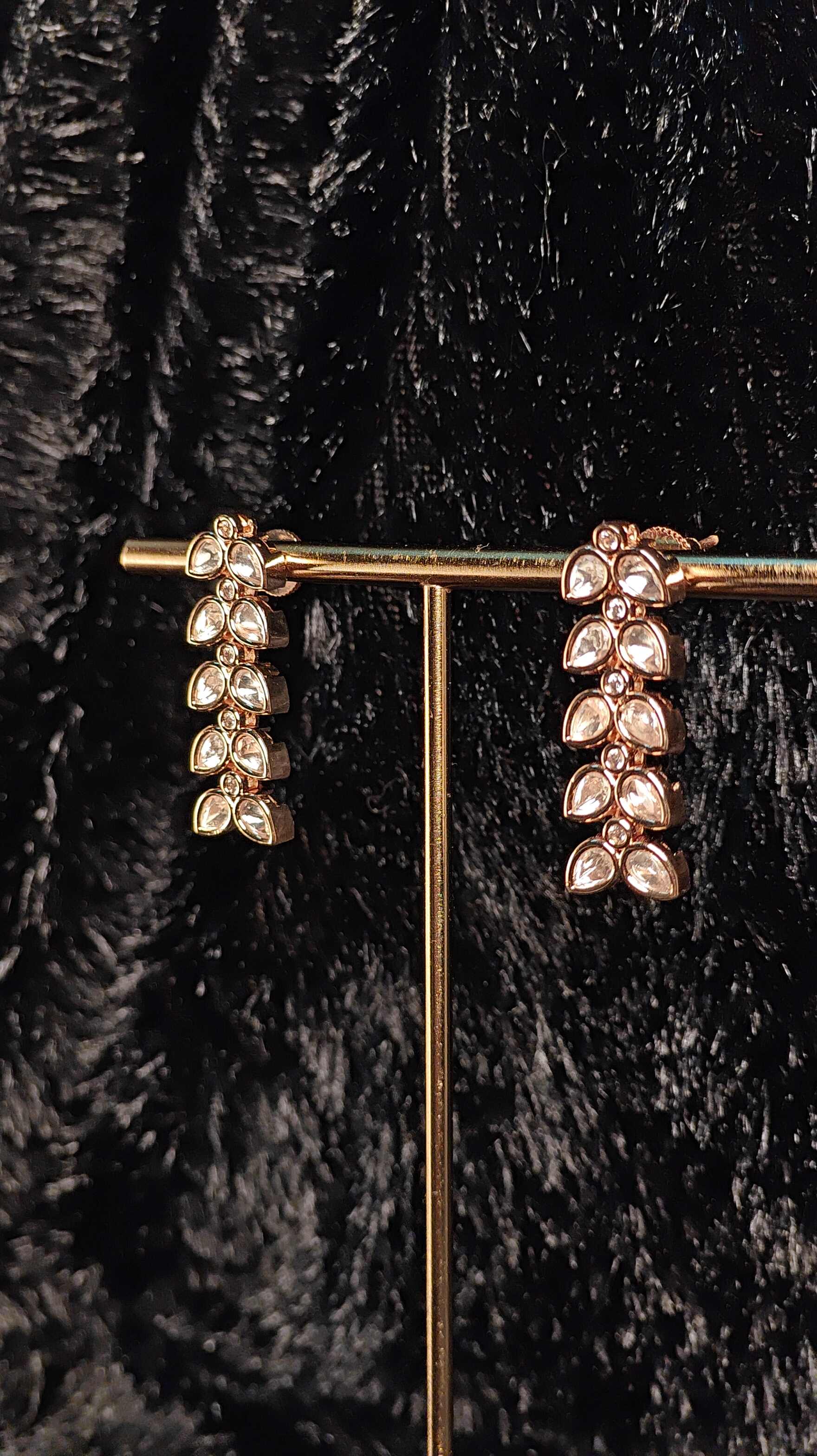 Rose Gold Leaf Kundan Stud Earrings