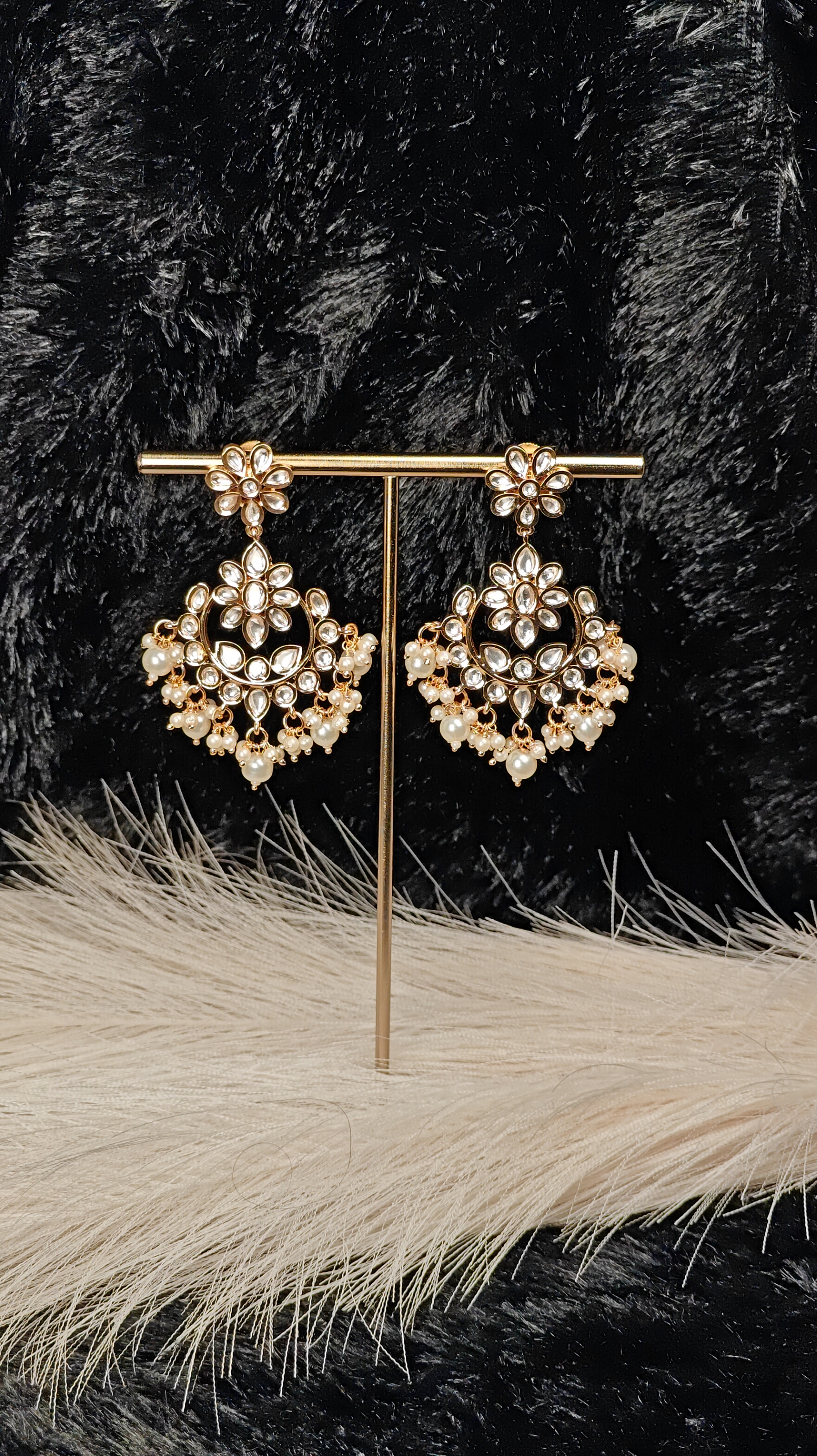 Classic Kundan Pearl Drop Chandbali Earrings