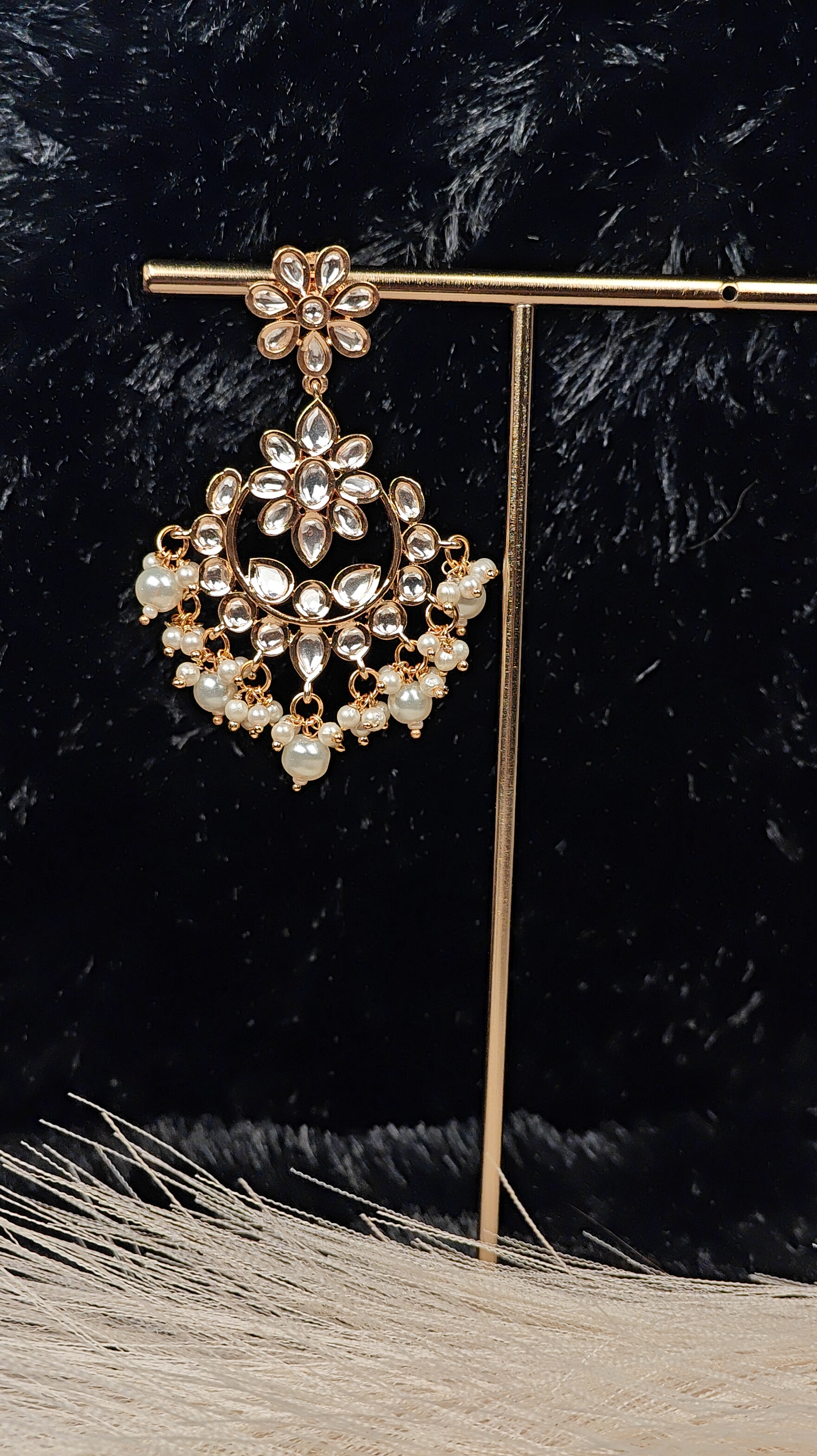 Classic Kundan Pearl Drop Chandbali Earrings
