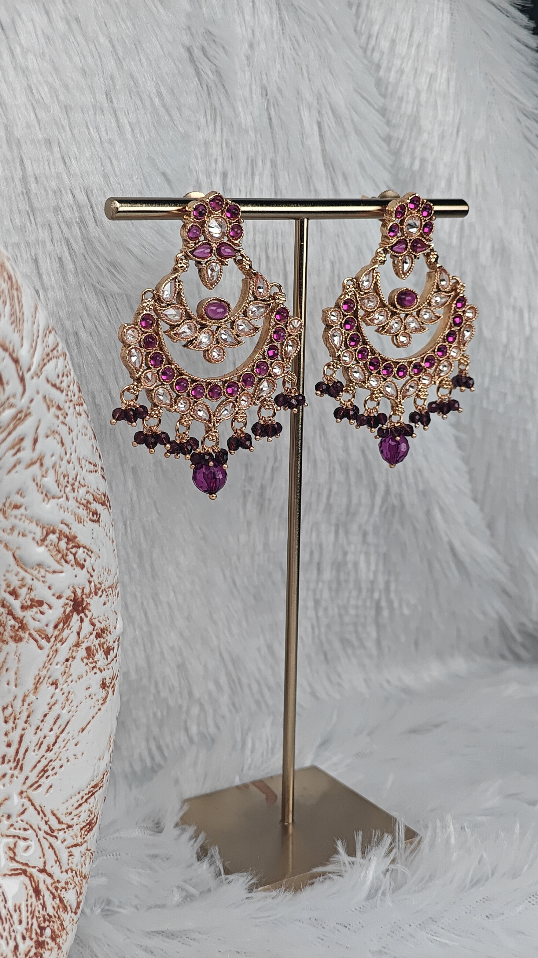Handcrafted Gold Plated and Ruby Earrings