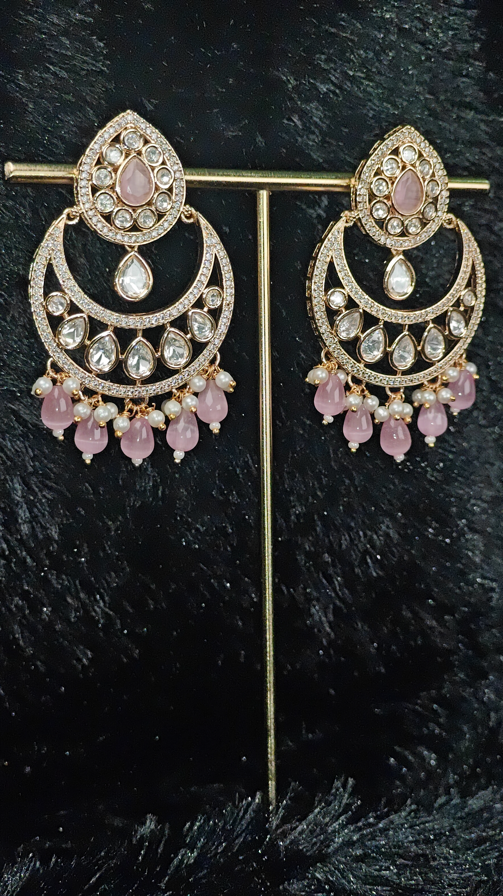 Blush Pink Chaandbali earrings