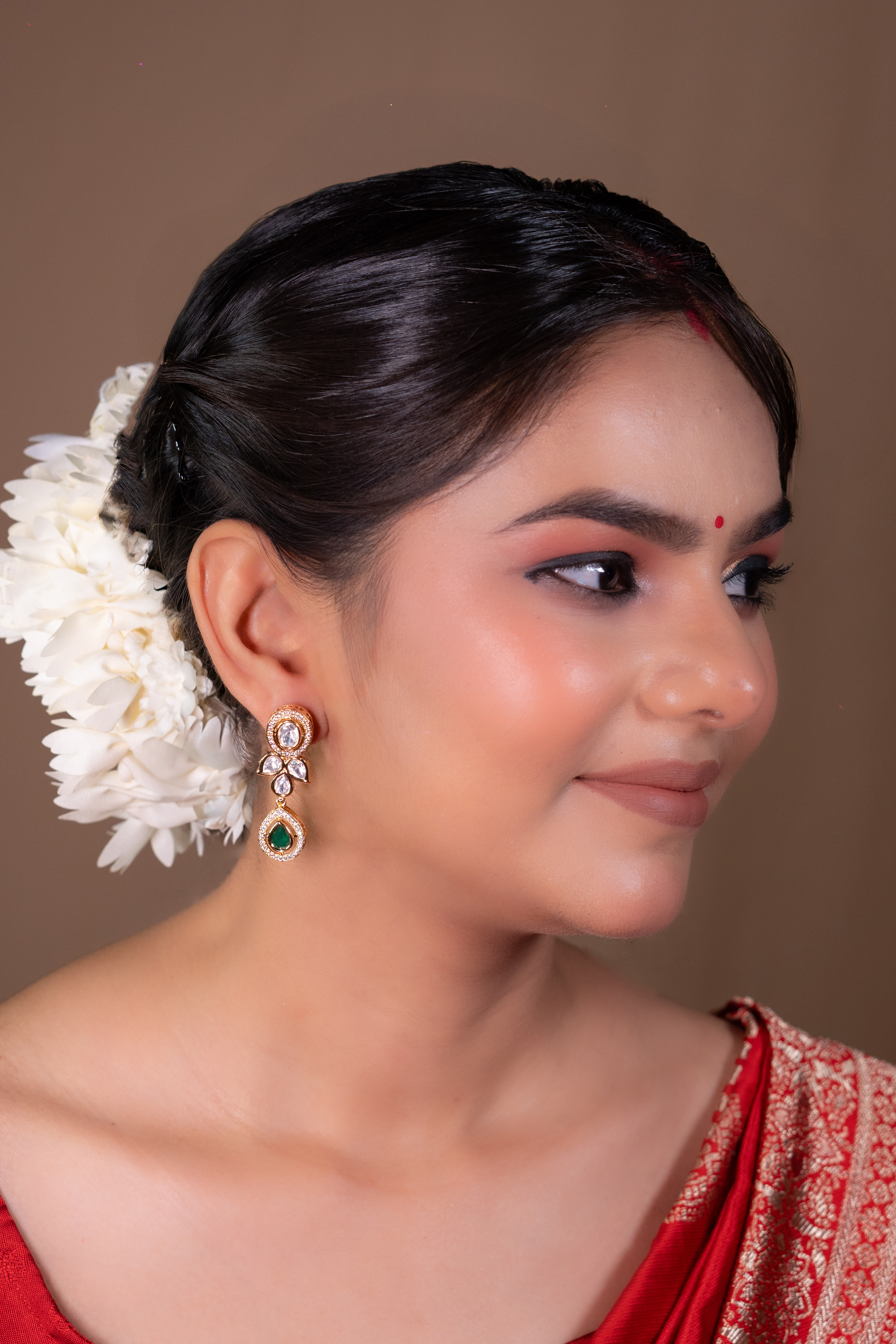 Emerald Shine Kundan Teardrops