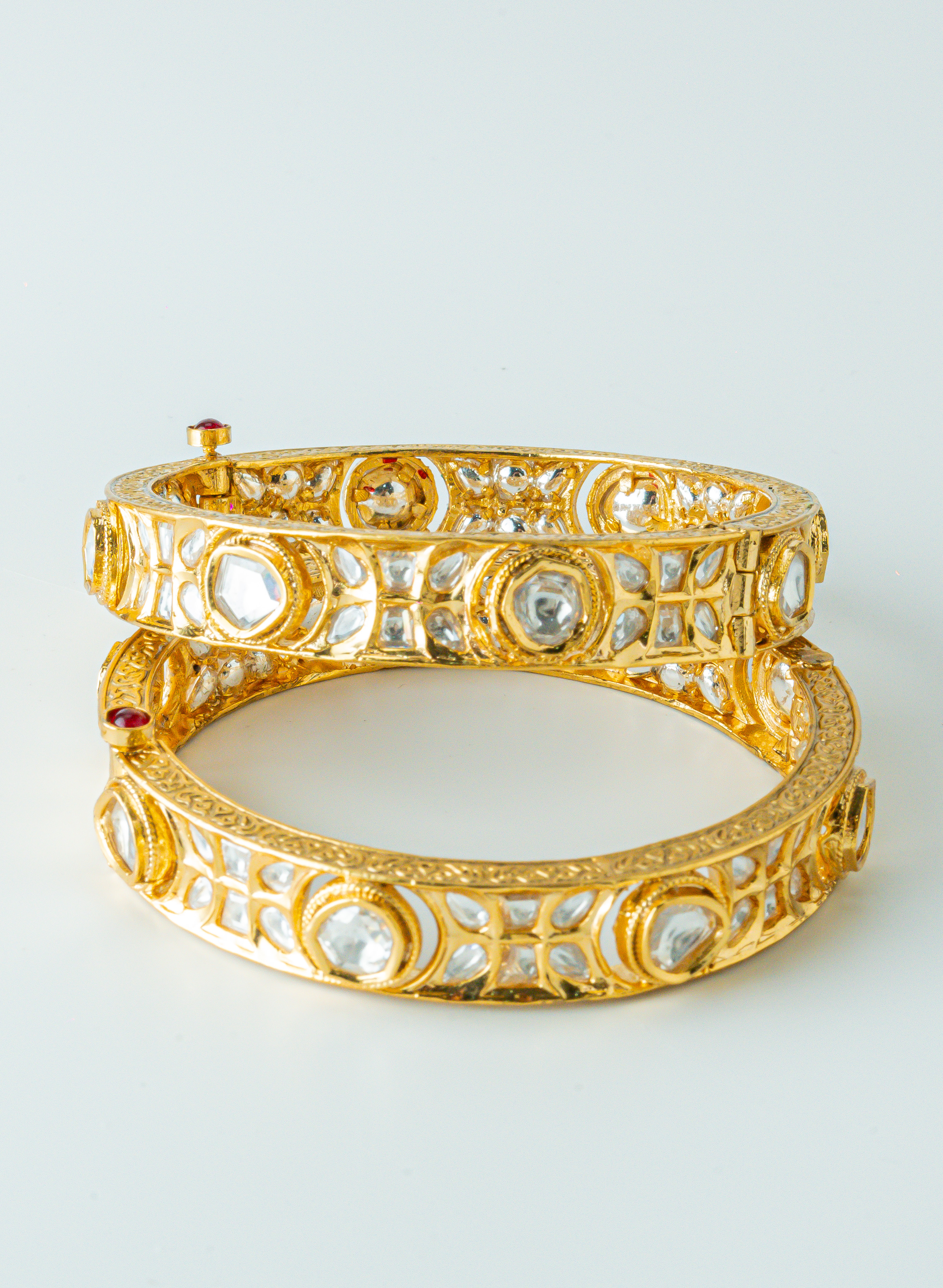 Ethnic Gold Kundan Screw Bangles