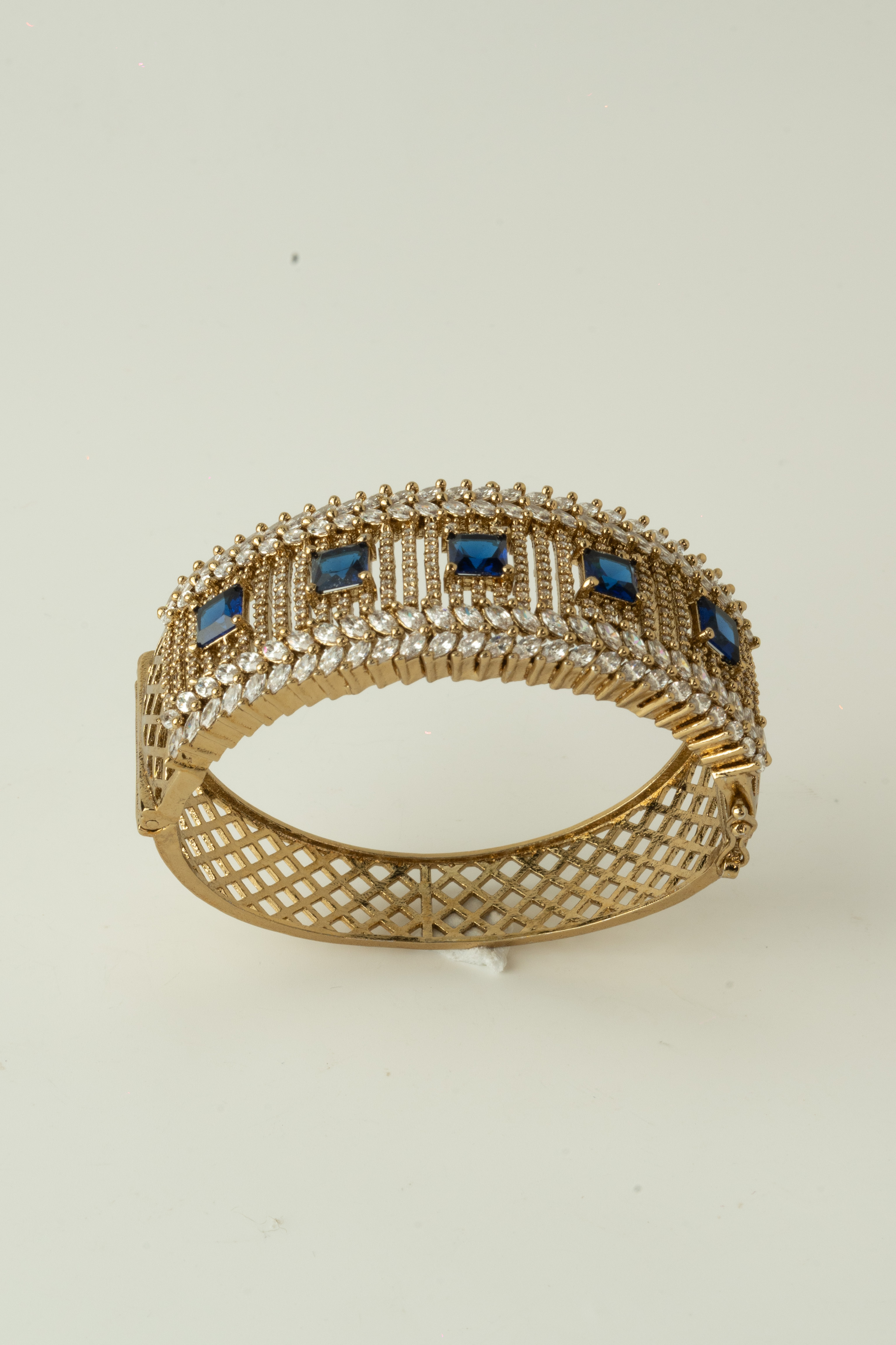 Blue & White CZ Antique Open Bracelet