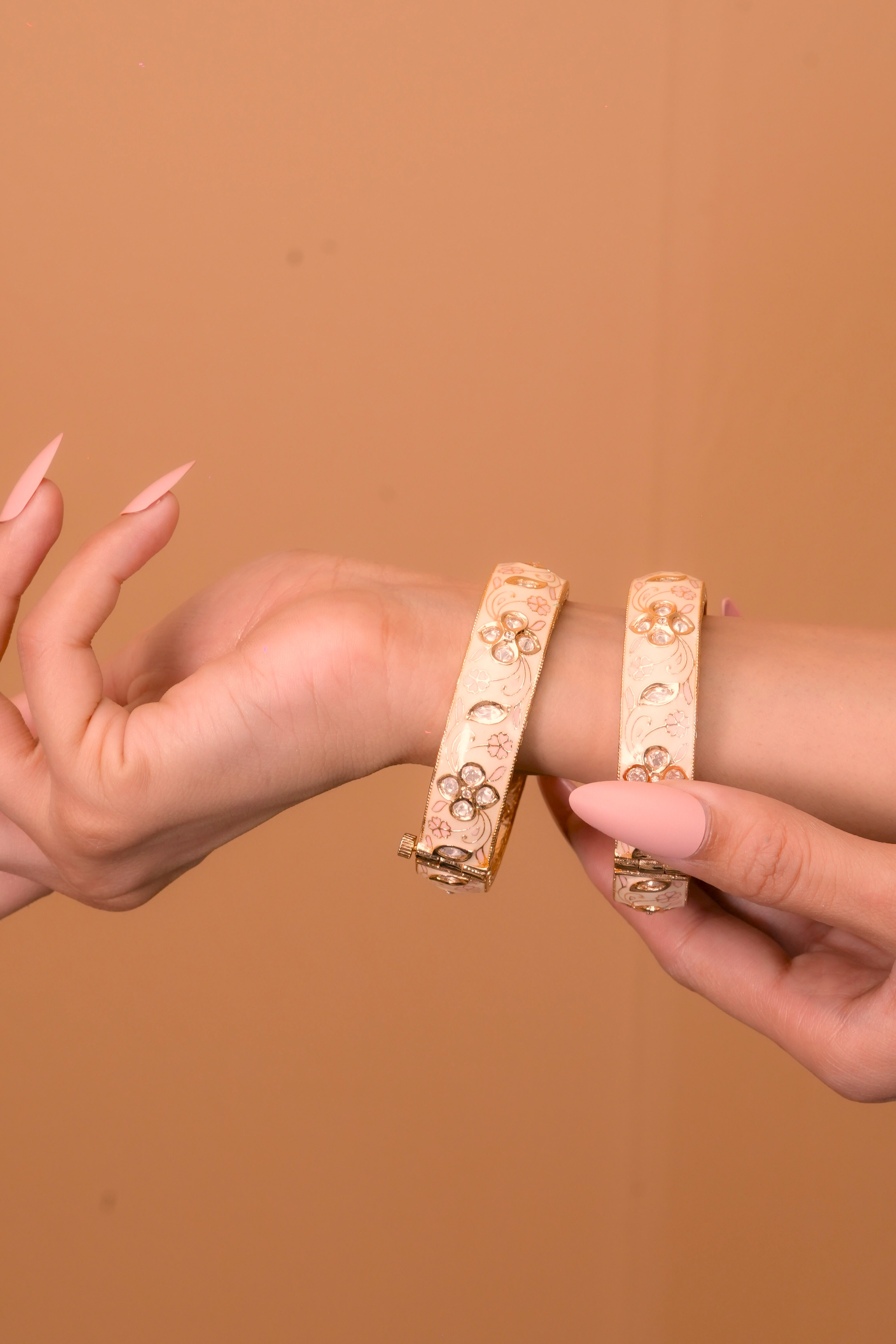 Enchanting Kundan Meenakari Screw Bangles