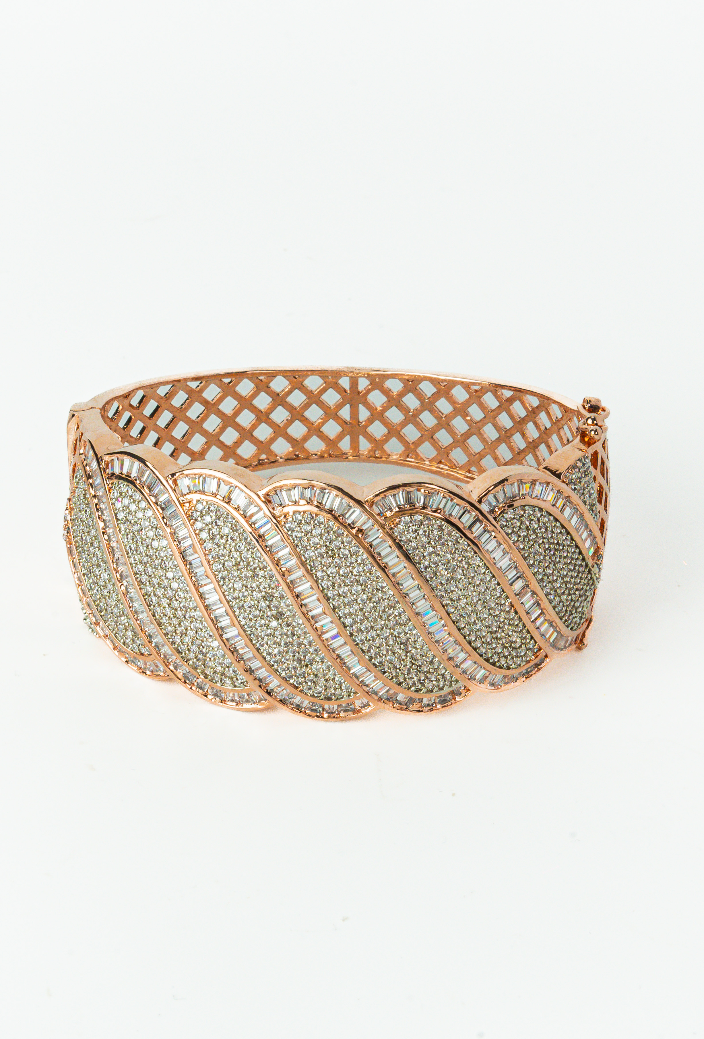 Rose Gold White CZ Open Bracelet