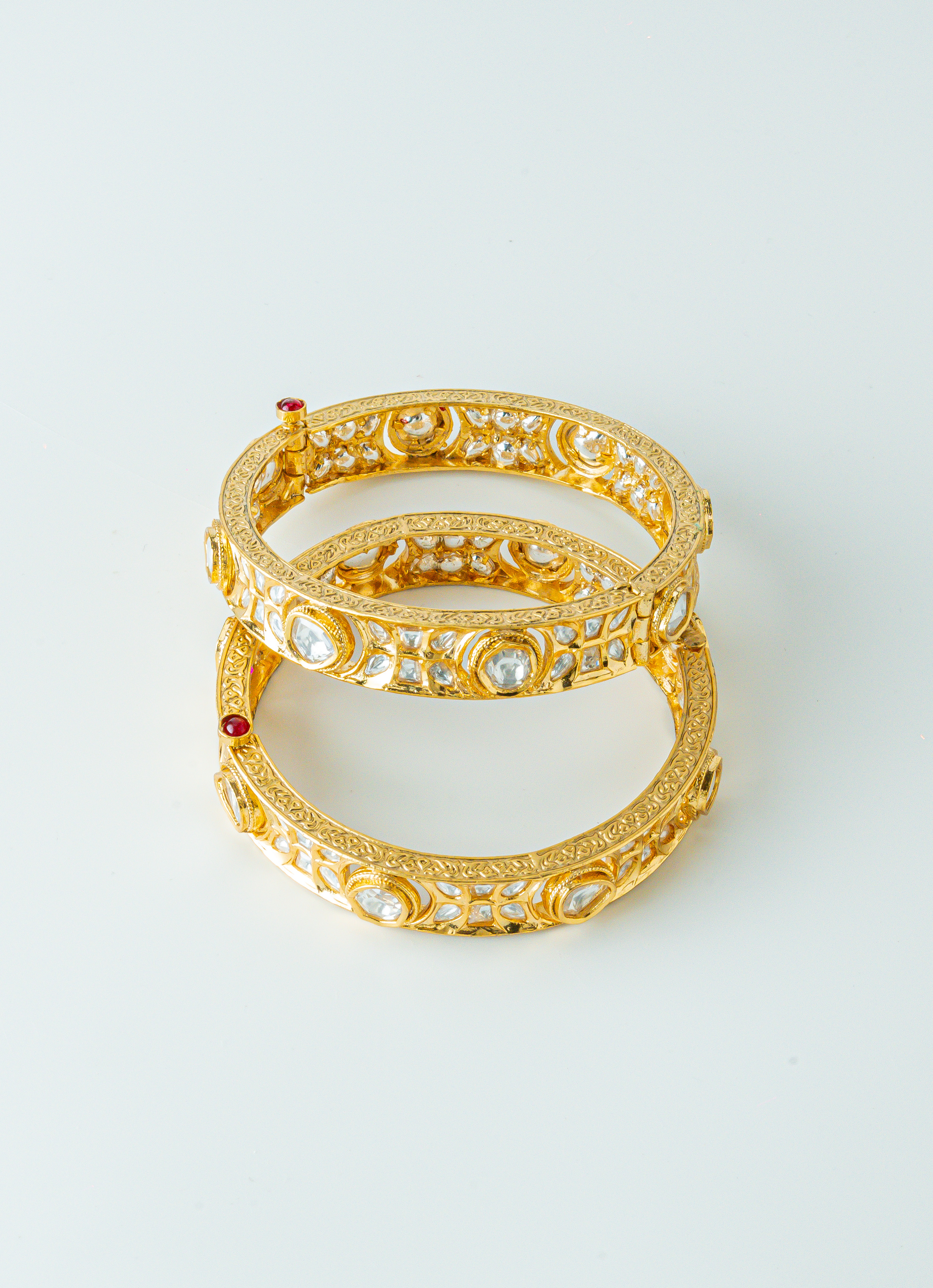 Ethnic Gold Kundan Screw Bangles