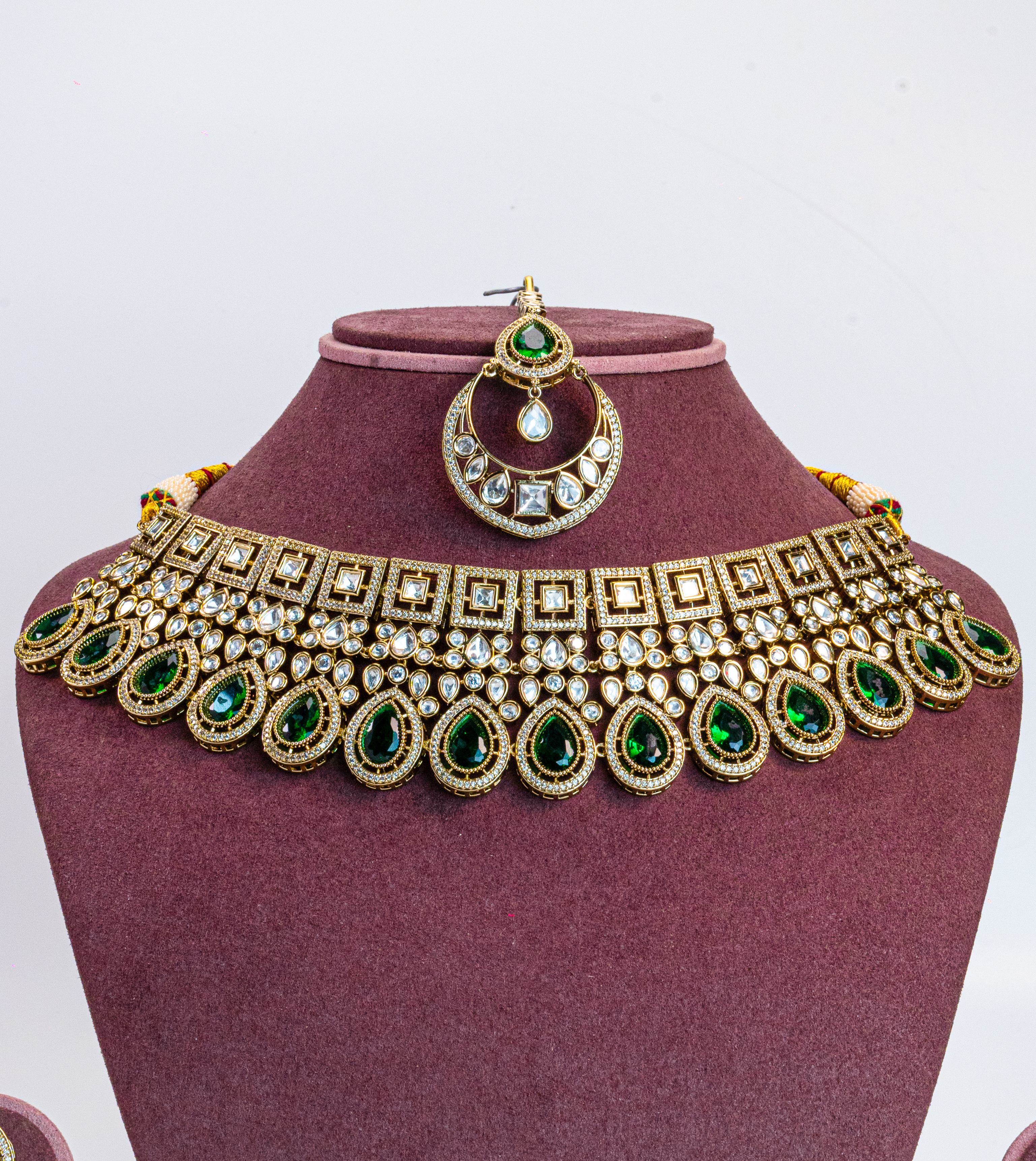 Antique Green CZ Kundan Choker