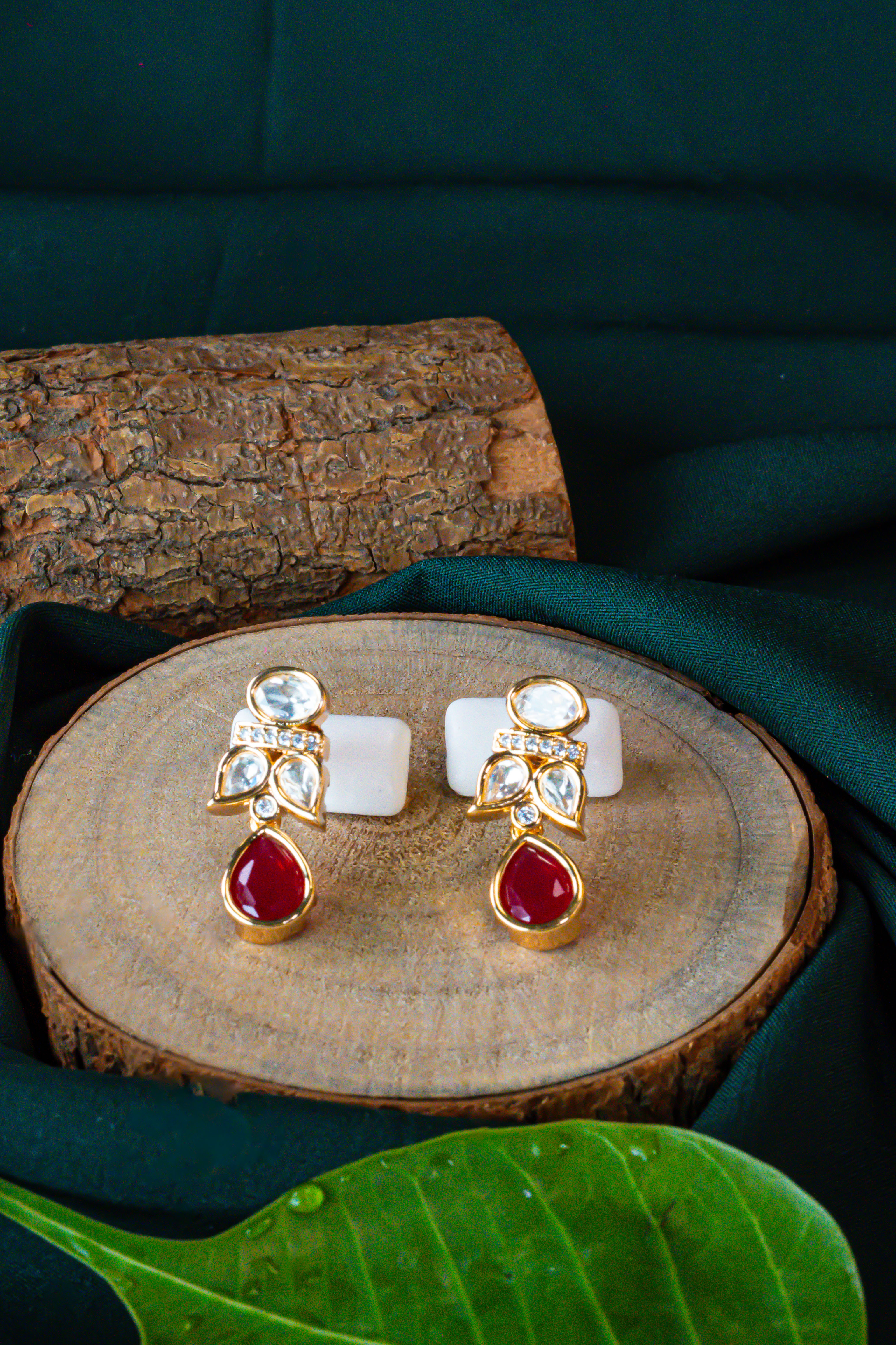 Crimson Majesty Kundan Earrings