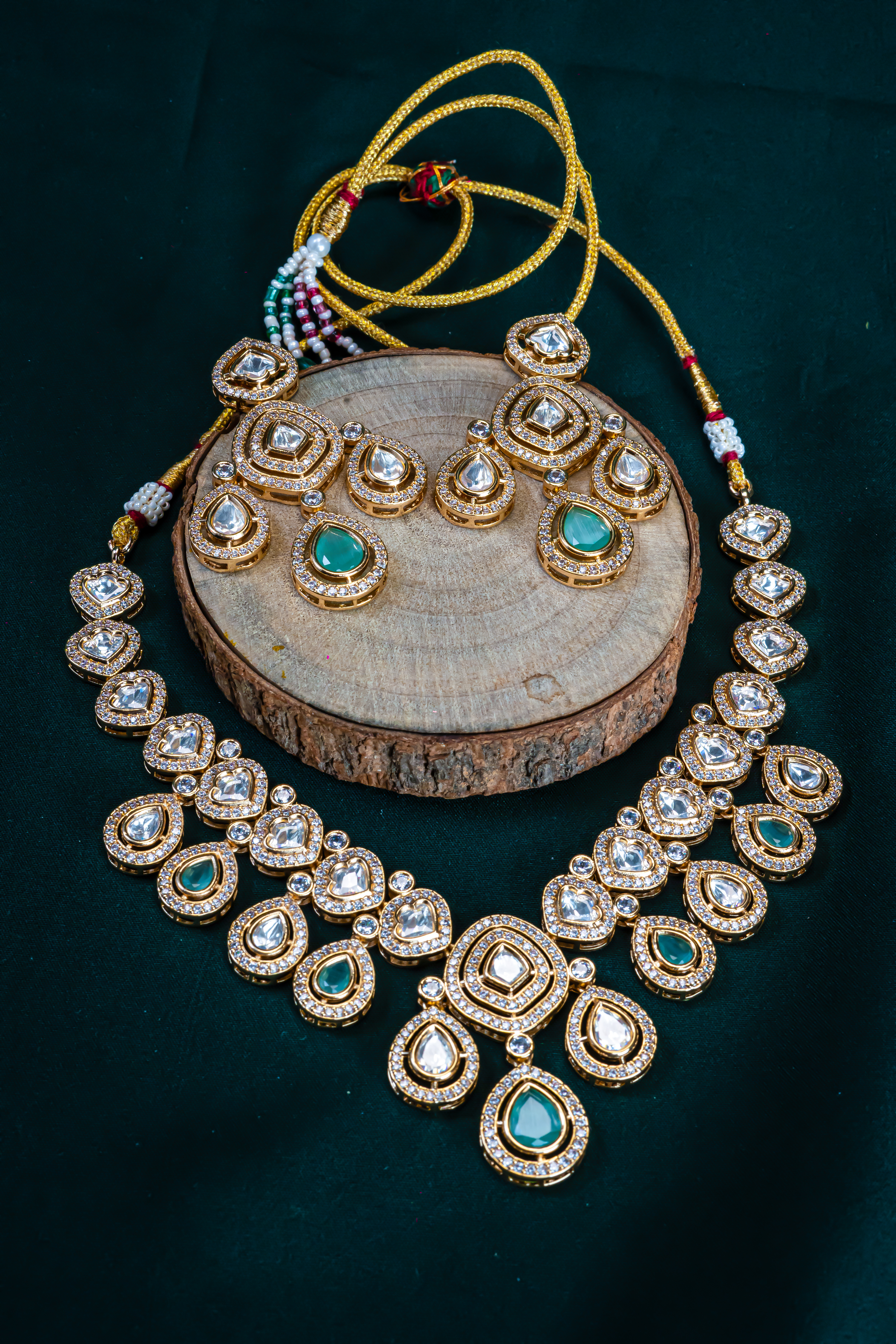 Mint Green CZ Kundan Necklace