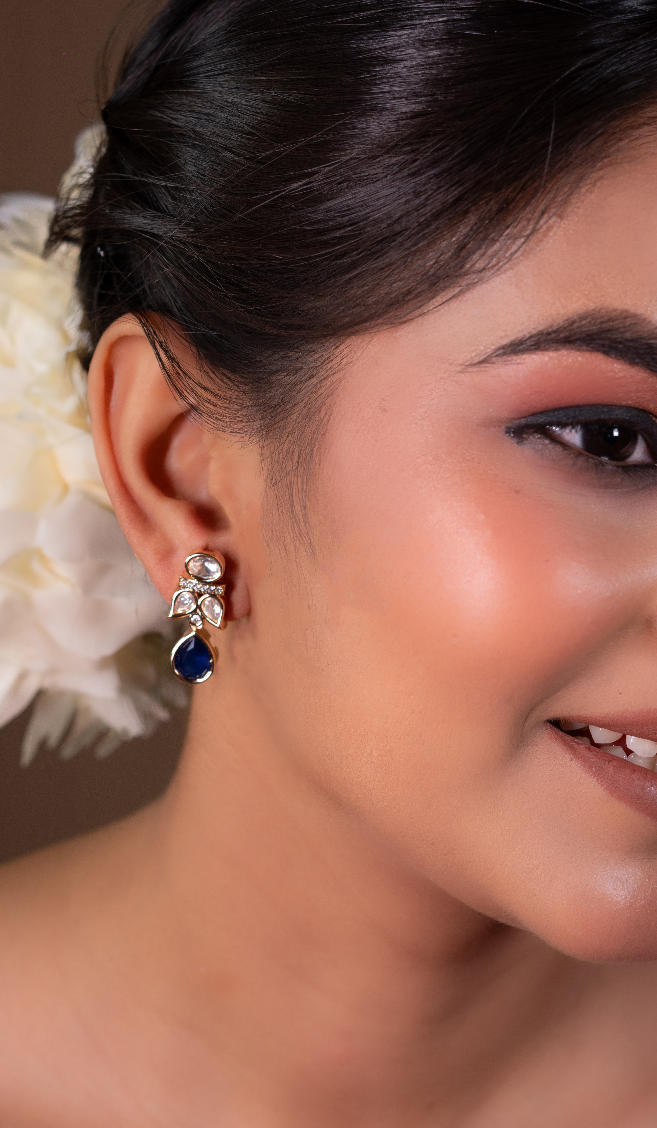 Ocean Blue Kundan Teardrops