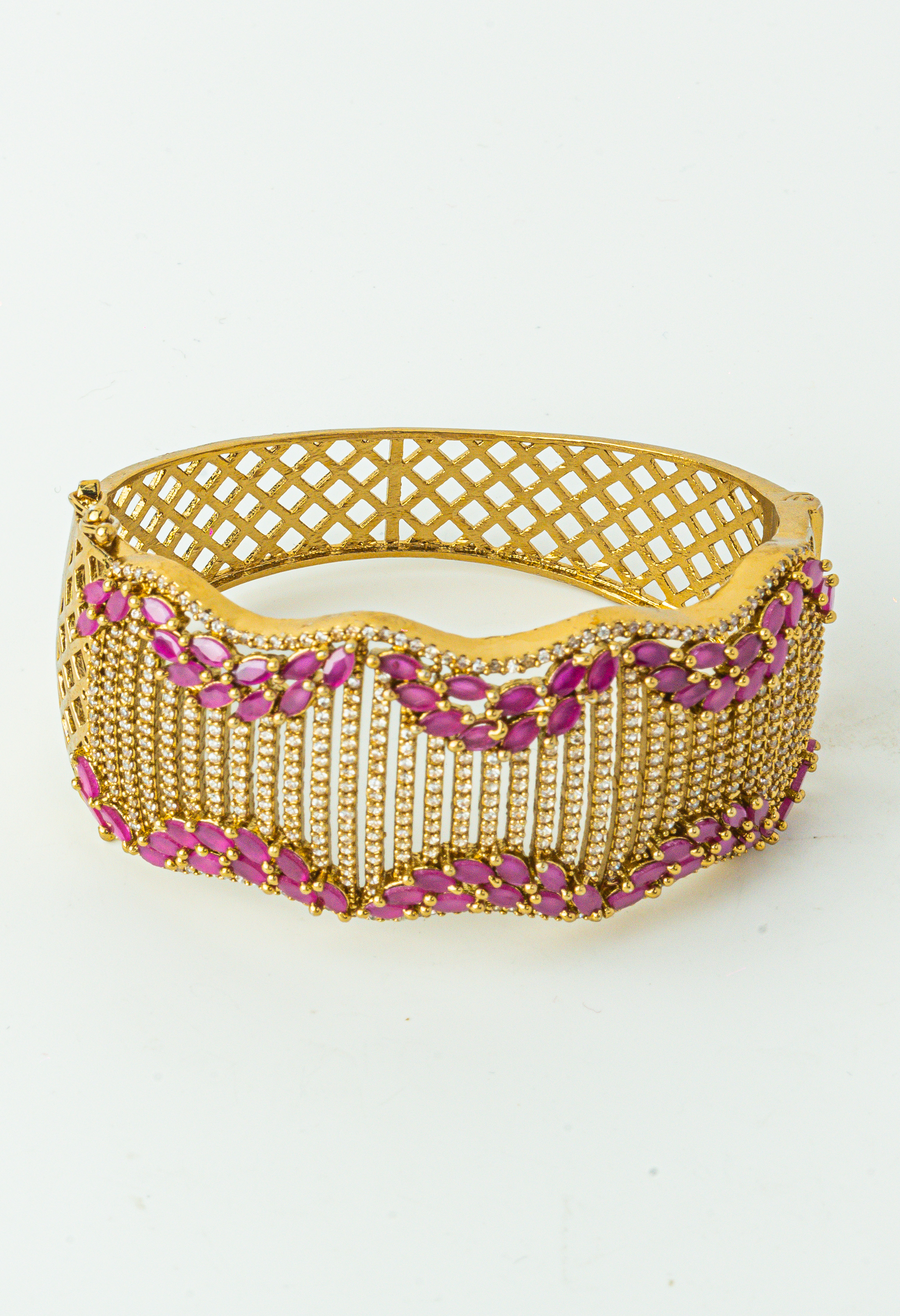 Vintage Ruby golden CZ Open Bracelet