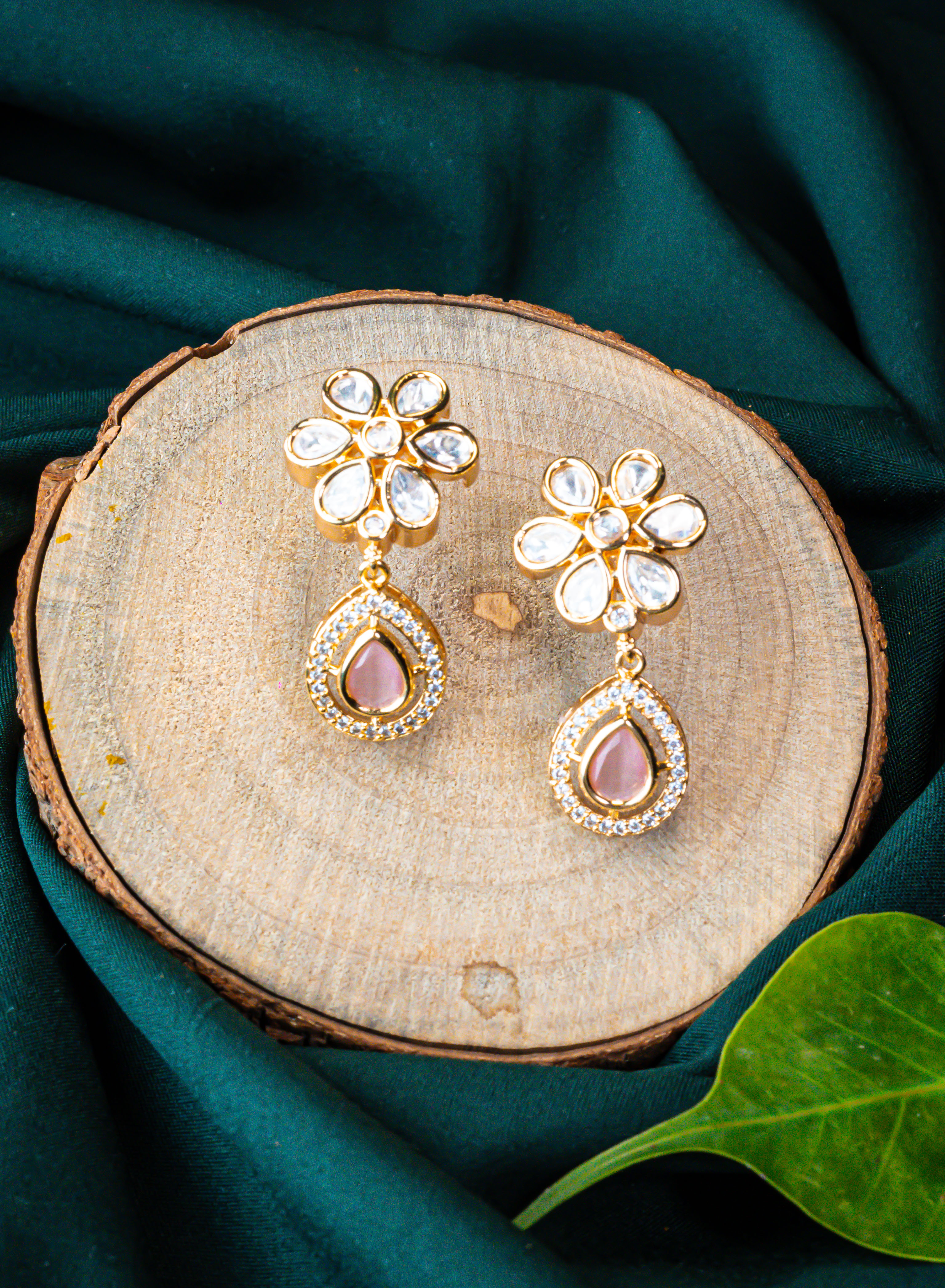 Blush Pink Kundan Charm Drops